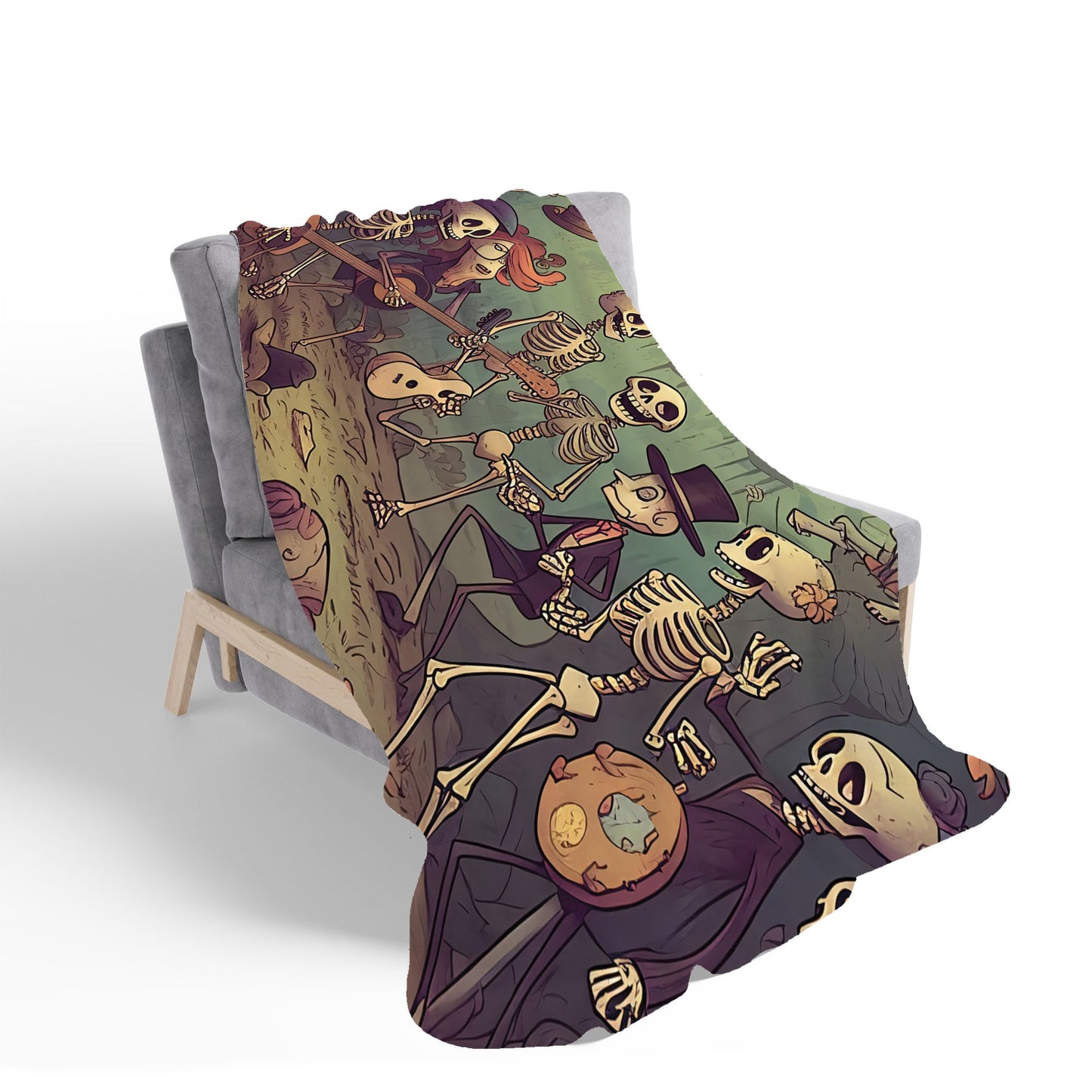 Cartoonish Skeletons Having A Party Sherpa Blanket