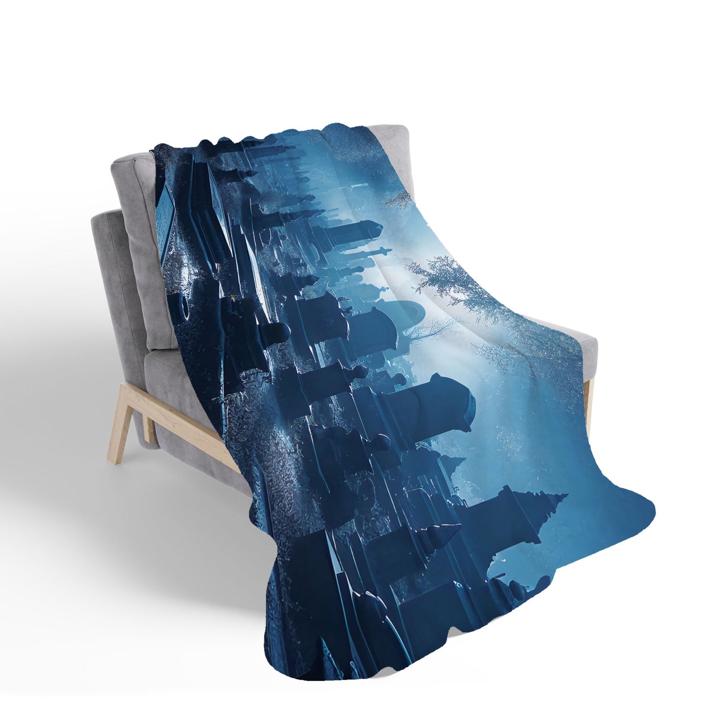 A Moonlit Graveyard Sherpa Blanket