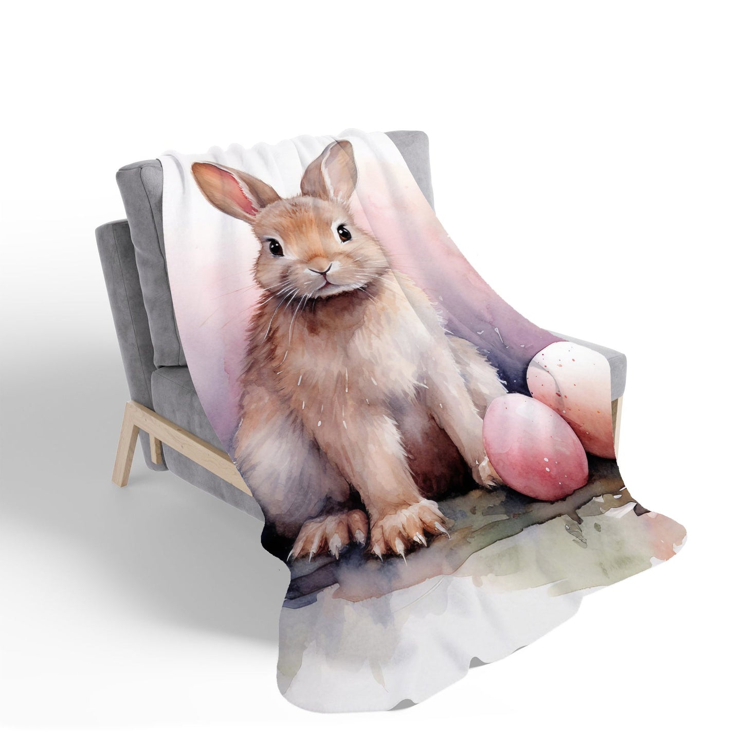Whimsical Watercolour Easter Bunny Sherpa Blanket