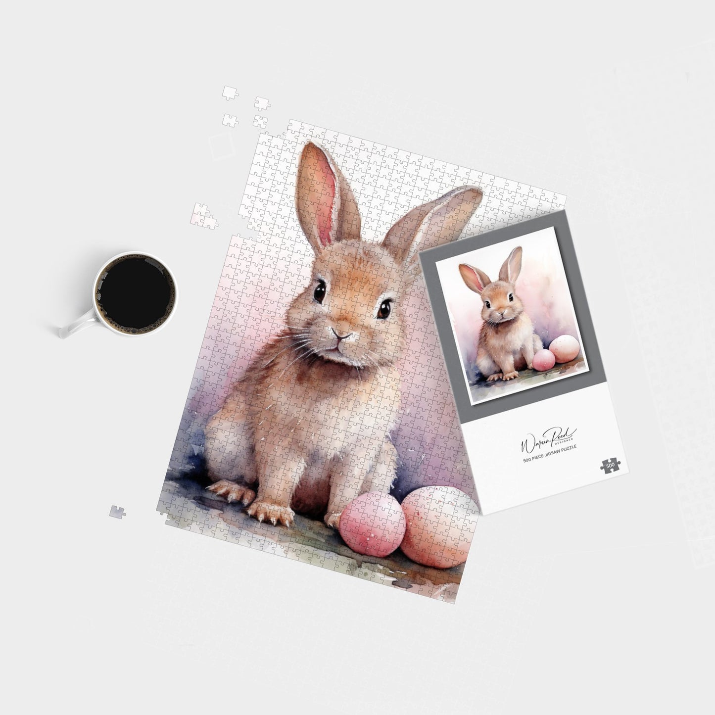 Whimsical Watercolour Easter Bunny Jigsaw Puzzle