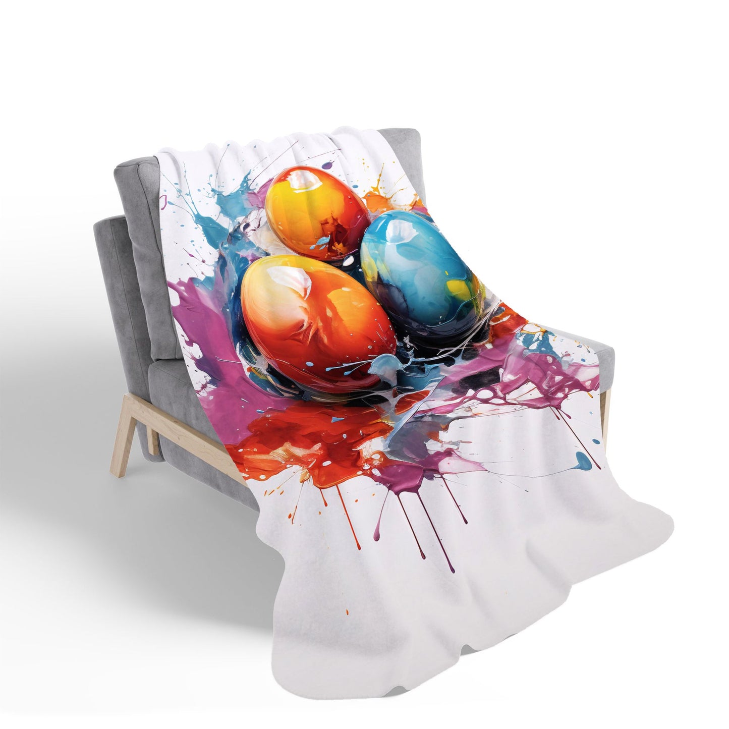 Watercolour Splashart Easter Eggs Sherpa Blanket