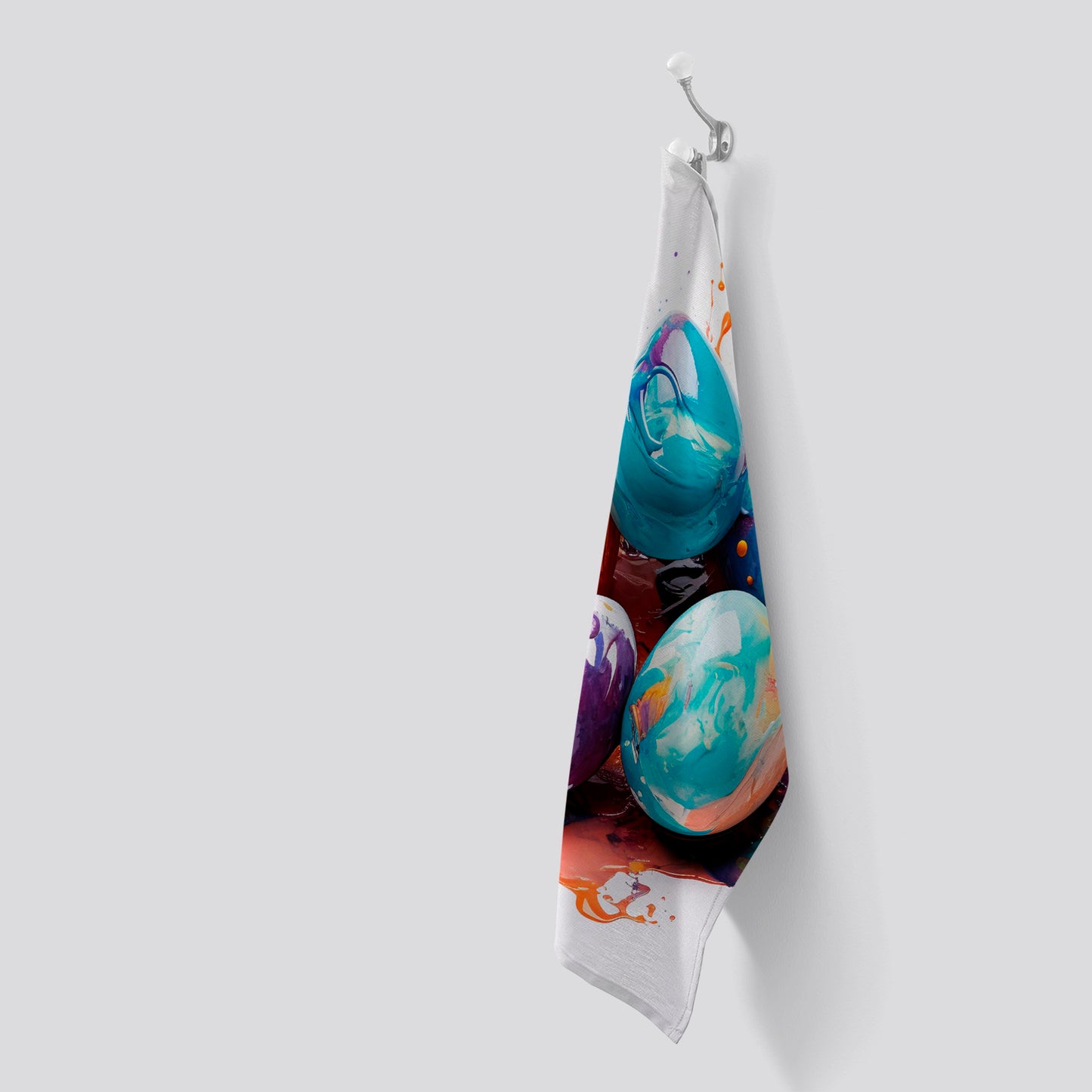 Abstract Expressionist watercolor Easter eggs Tea Towel
