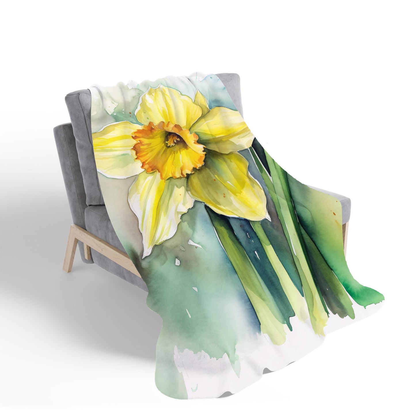 Watercolour Daffodil Sherpa Blanket