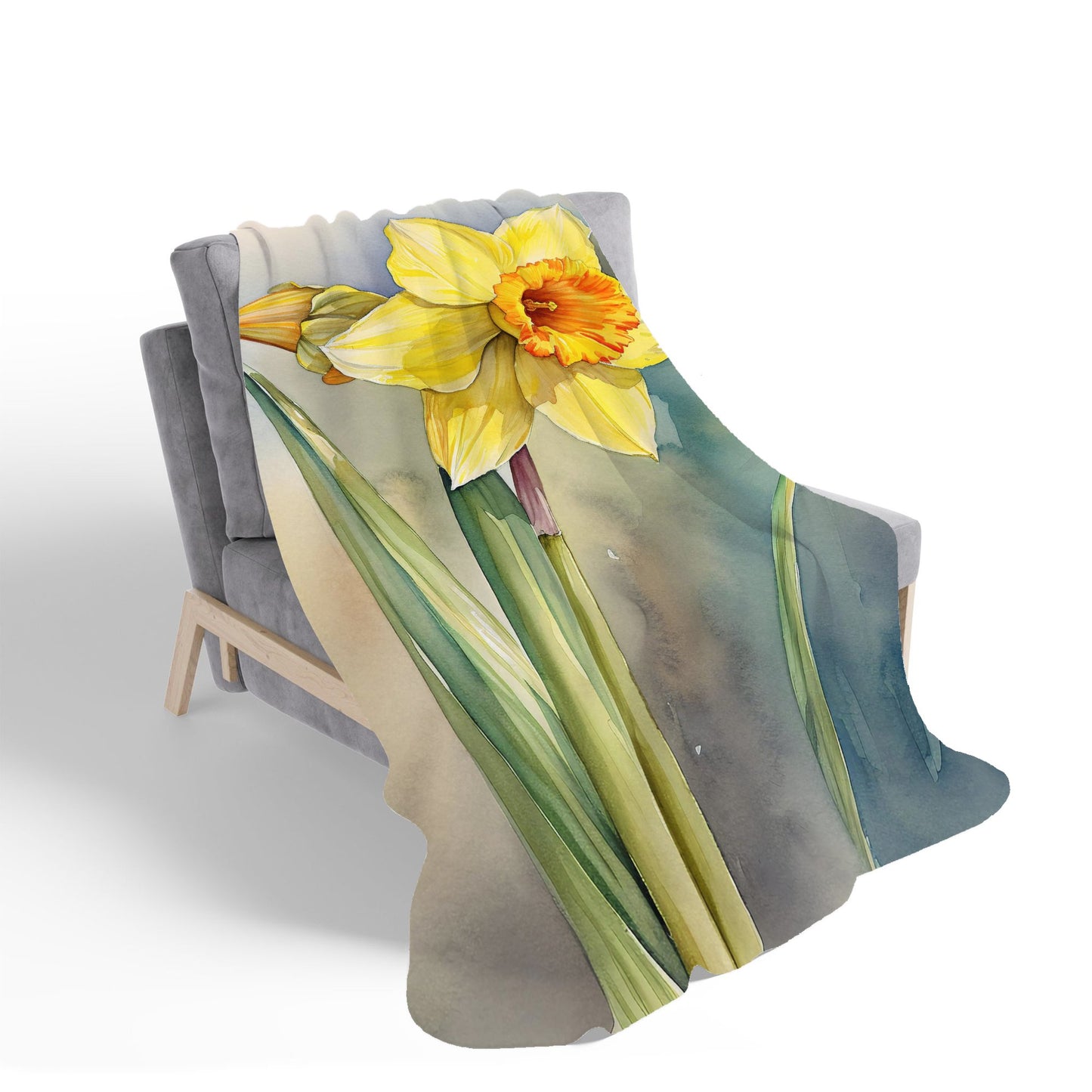 Daffodil Watercolour Sherpa Blanket