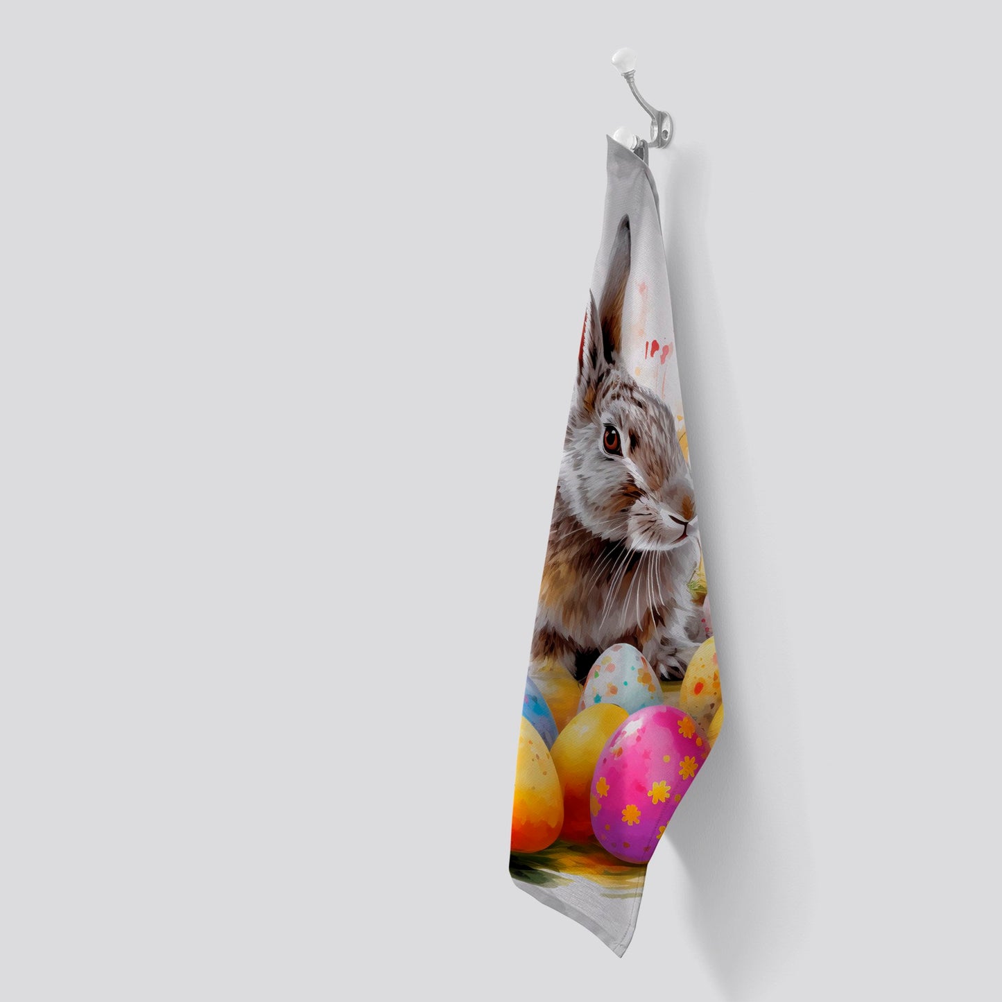 Splashart Easter Bunny And Eggs Tea Towel