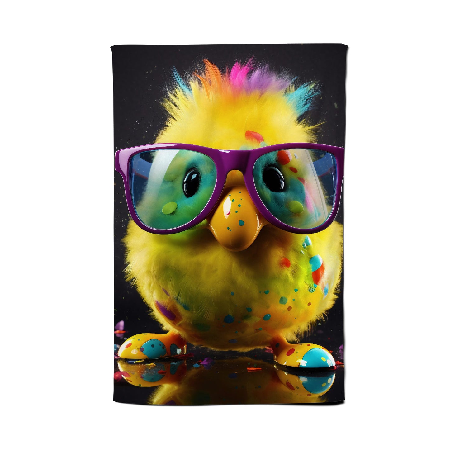 Funky Easter Chick With Glasses Tea Towel