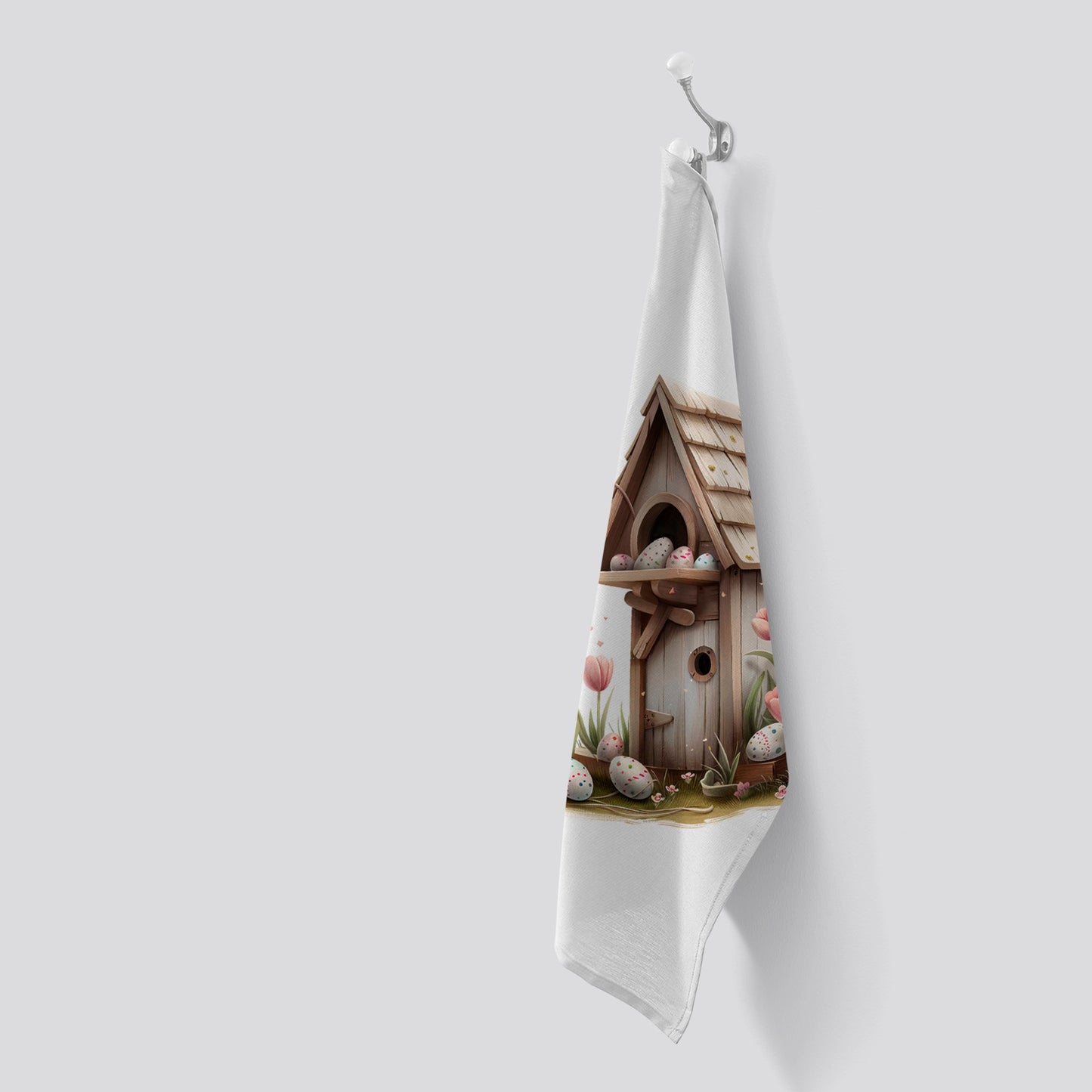 Sweet Easter Birdhouse Tea Towel