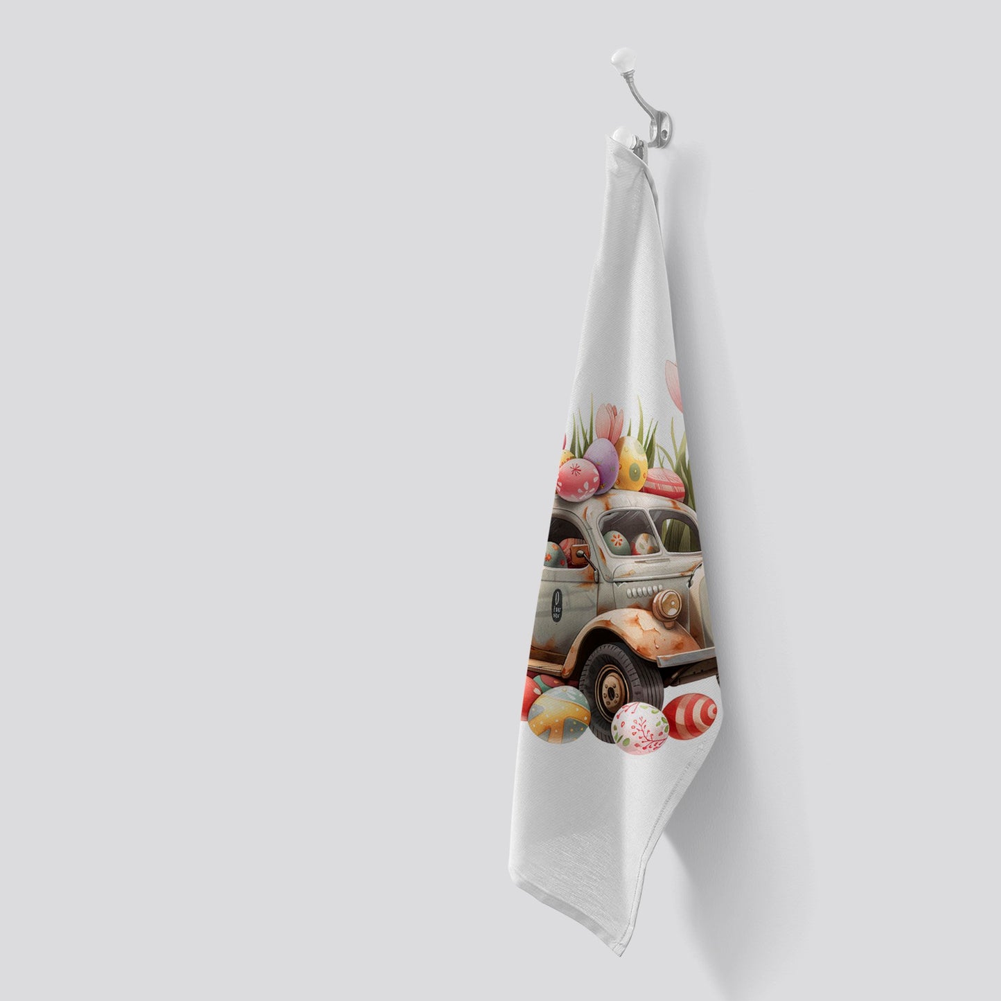 Easter Truck with Eggs Tea Towel