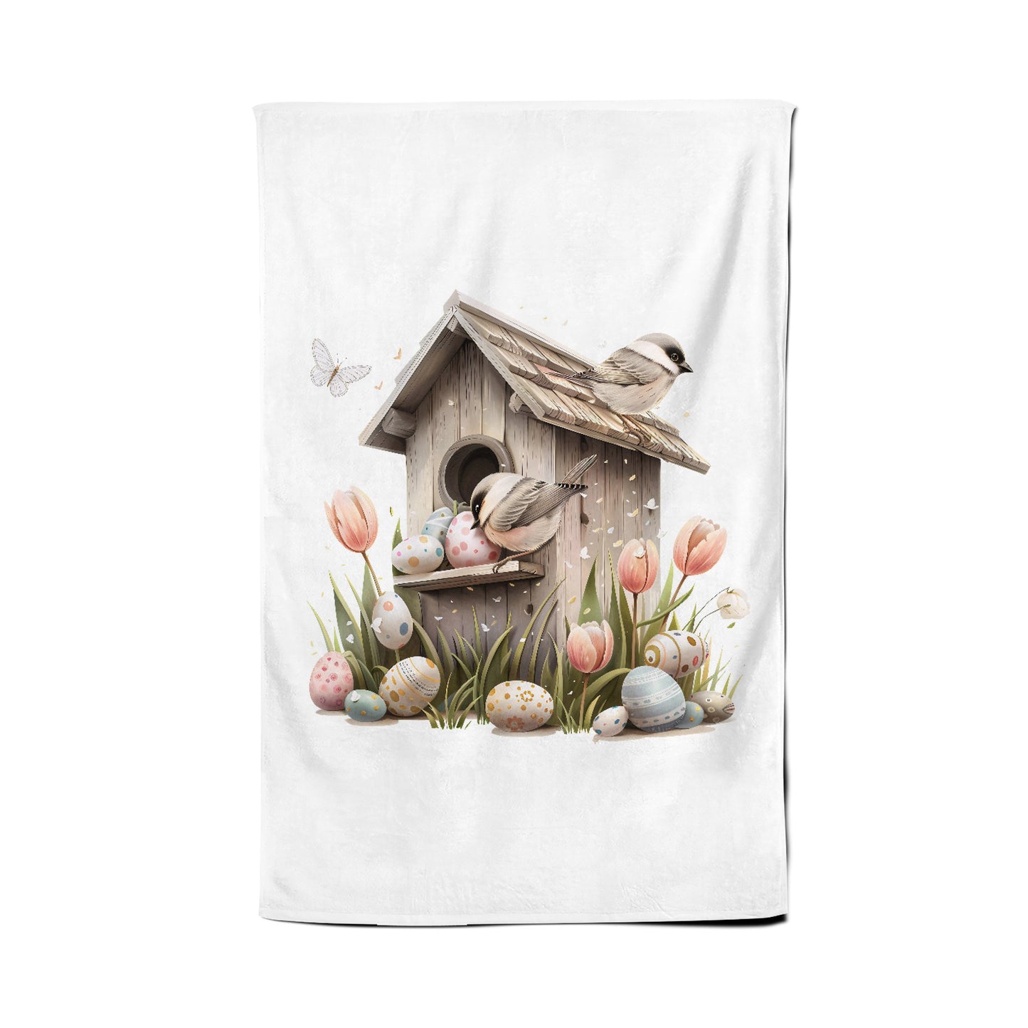 Easter Birdhouse Tea Towel
