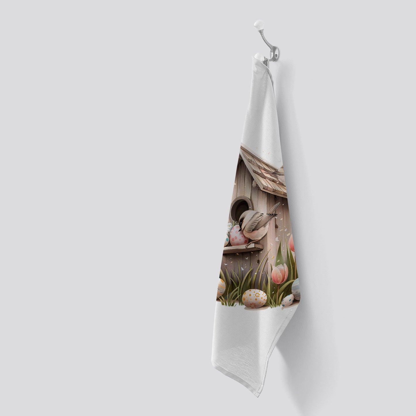 Easter Birdhouse Tea Towel