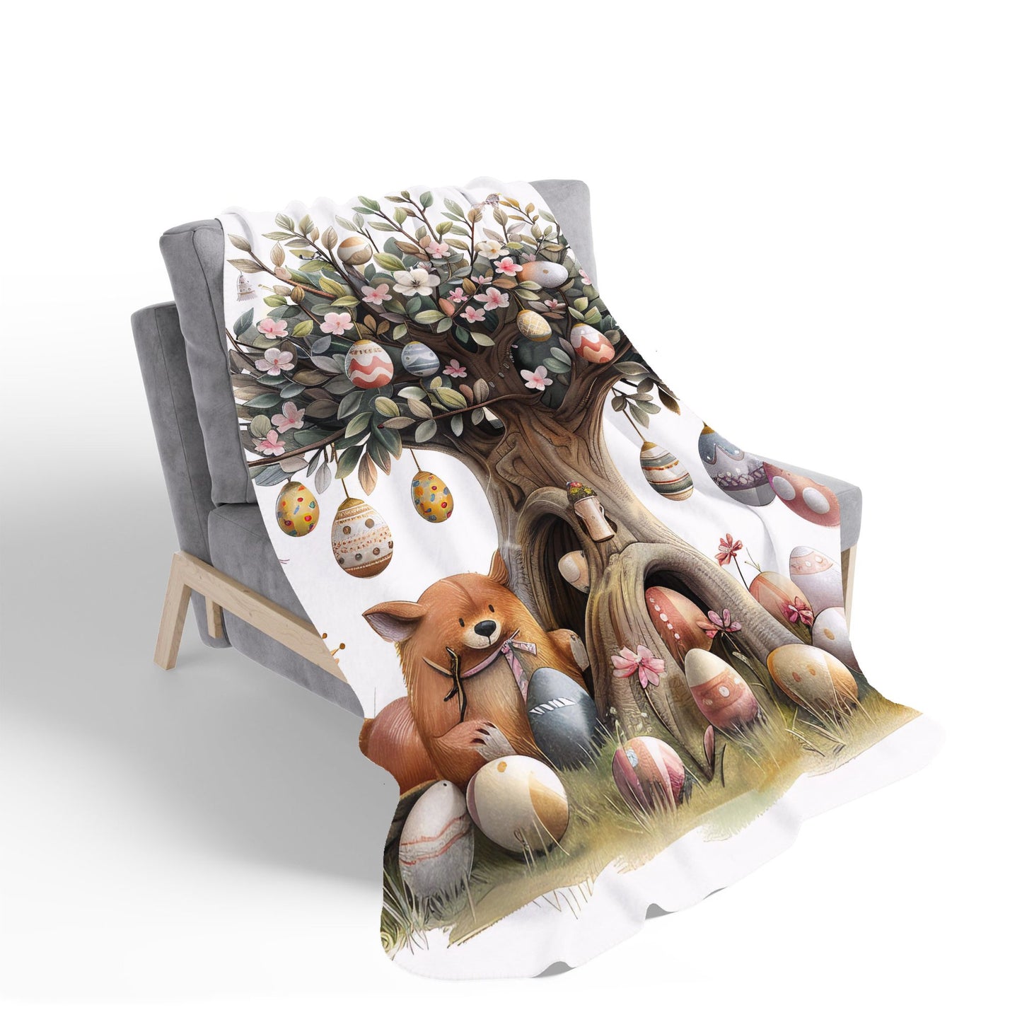 Easter Egg Tree Sherpa Blanket