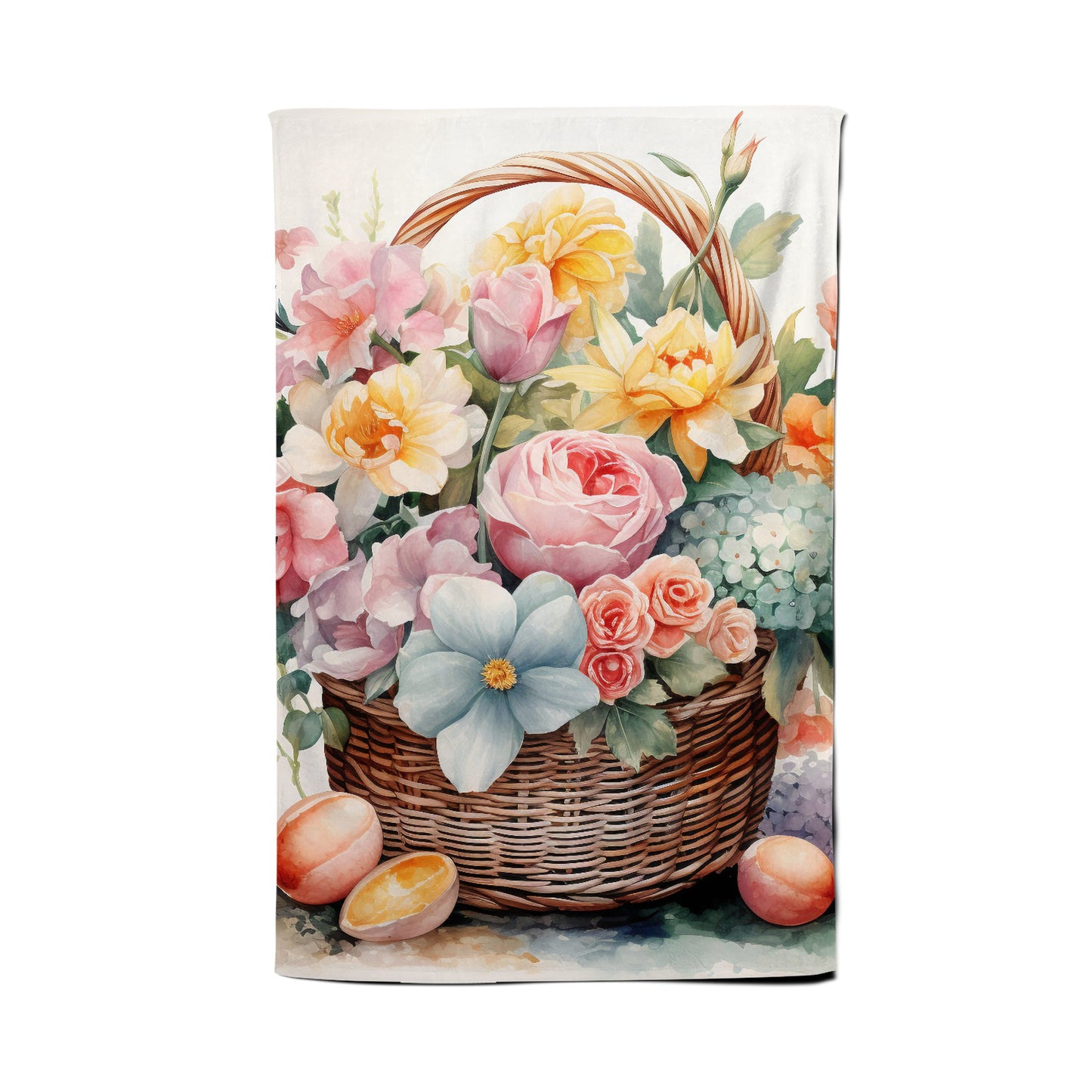 Easter Watercolour Basket Tea Towel