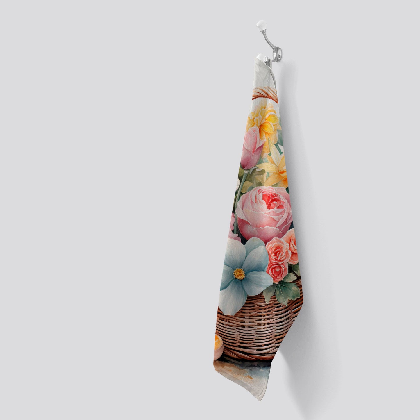 Easter Watercolour Basket Tea Towel