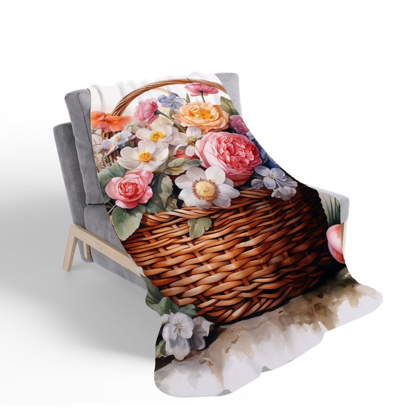 Victorian Easter Basket Watercolour Sherpa Blanket