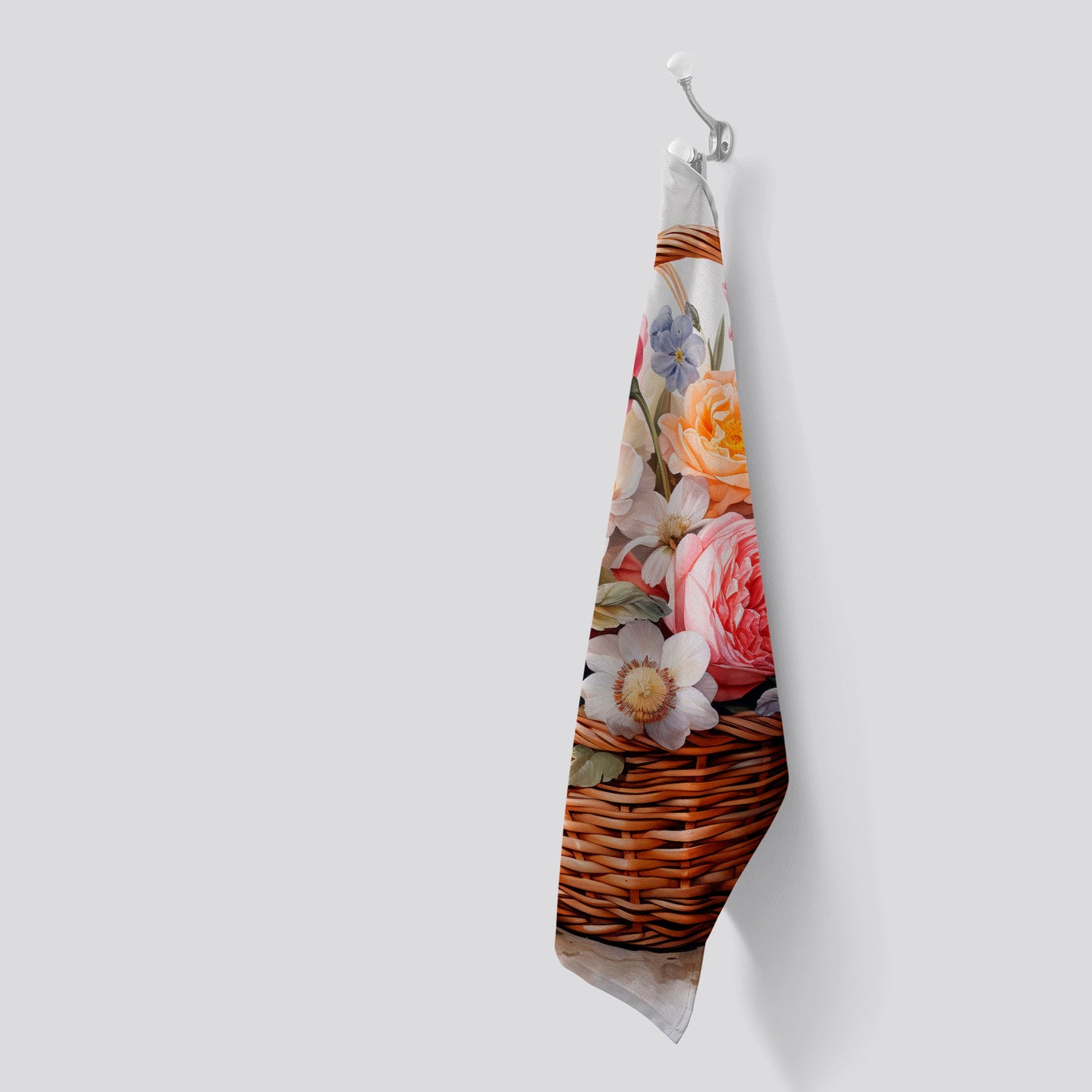 Victorian Easter Basket Watercolour Tea Towel