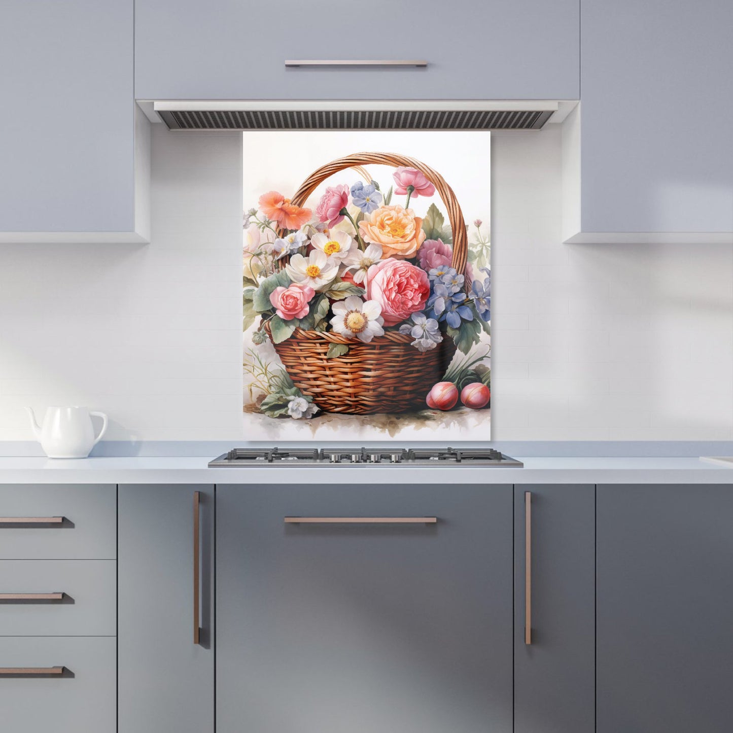 Victorian Easter Basket Watercolour Kitchen Splashback