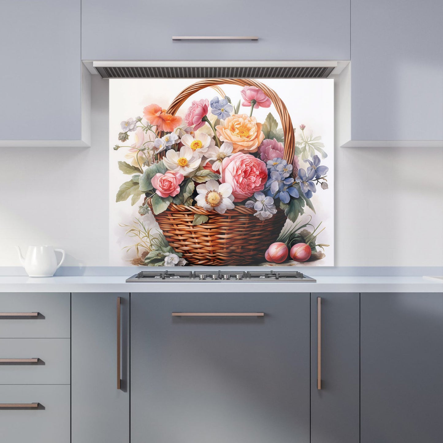 Victorian Easter Basket Watercolour Kitchen Splashback