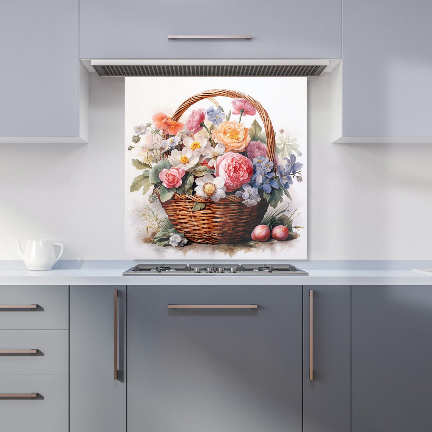 Victorian Easter Basket Watercolour Kitchen Splashback