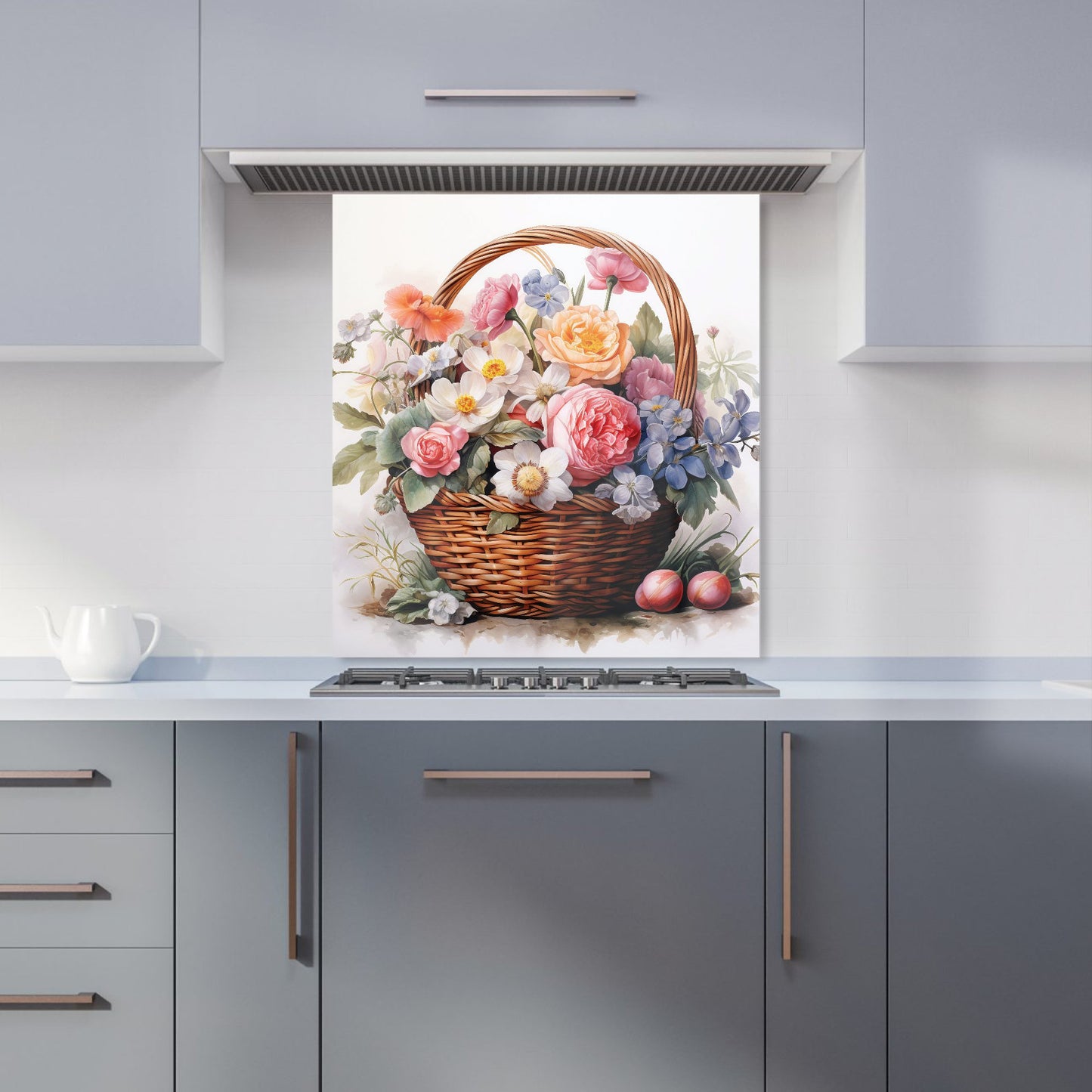 Victorian Easter Basket Watercolour Kitchen Splashback