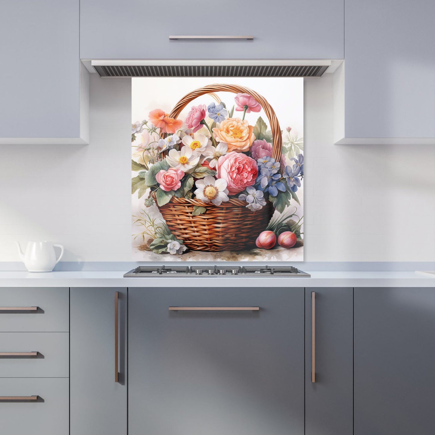 Victorian Easter Basket Watercolour Kitchen Splashback