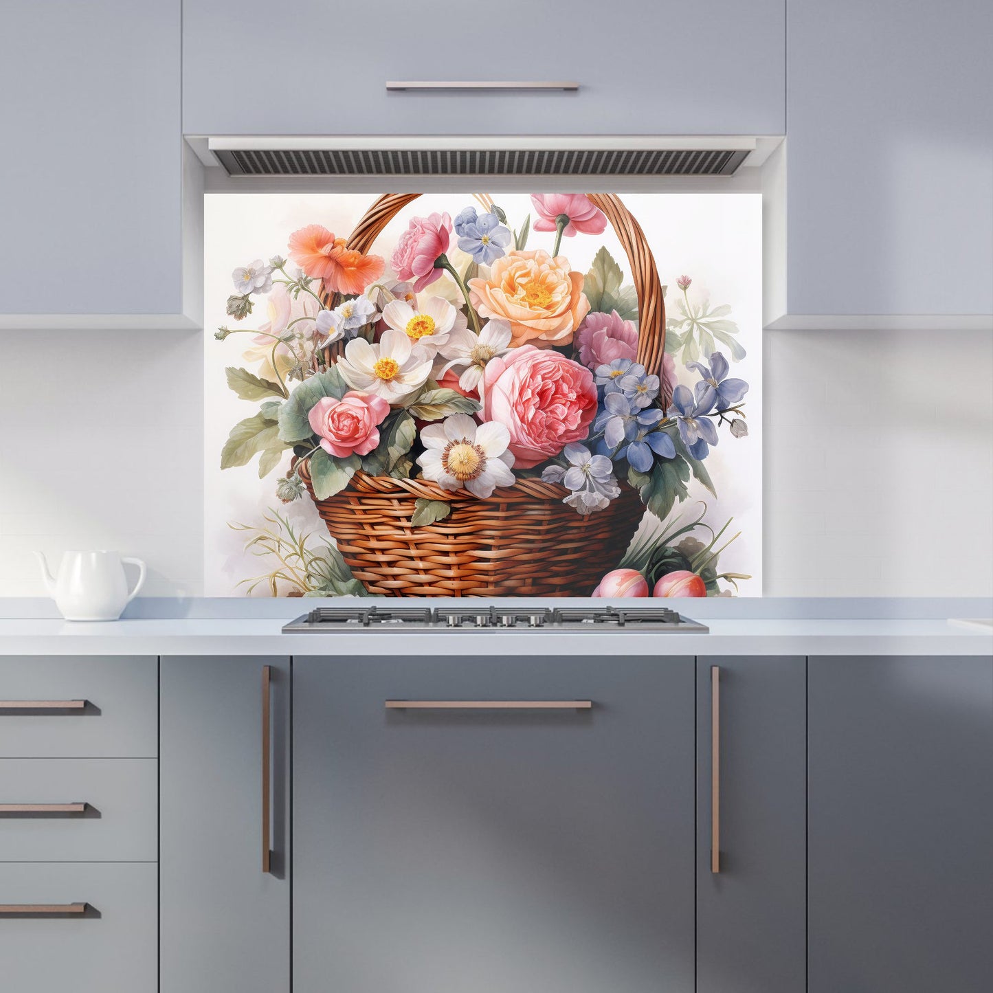 Victorian Easter Basket Watercolour Kitchen Splashback