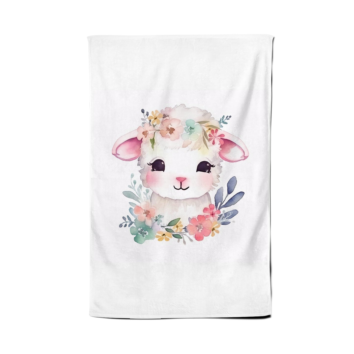 Hand Drawn Easter Lamb Watercolour Tea Towel