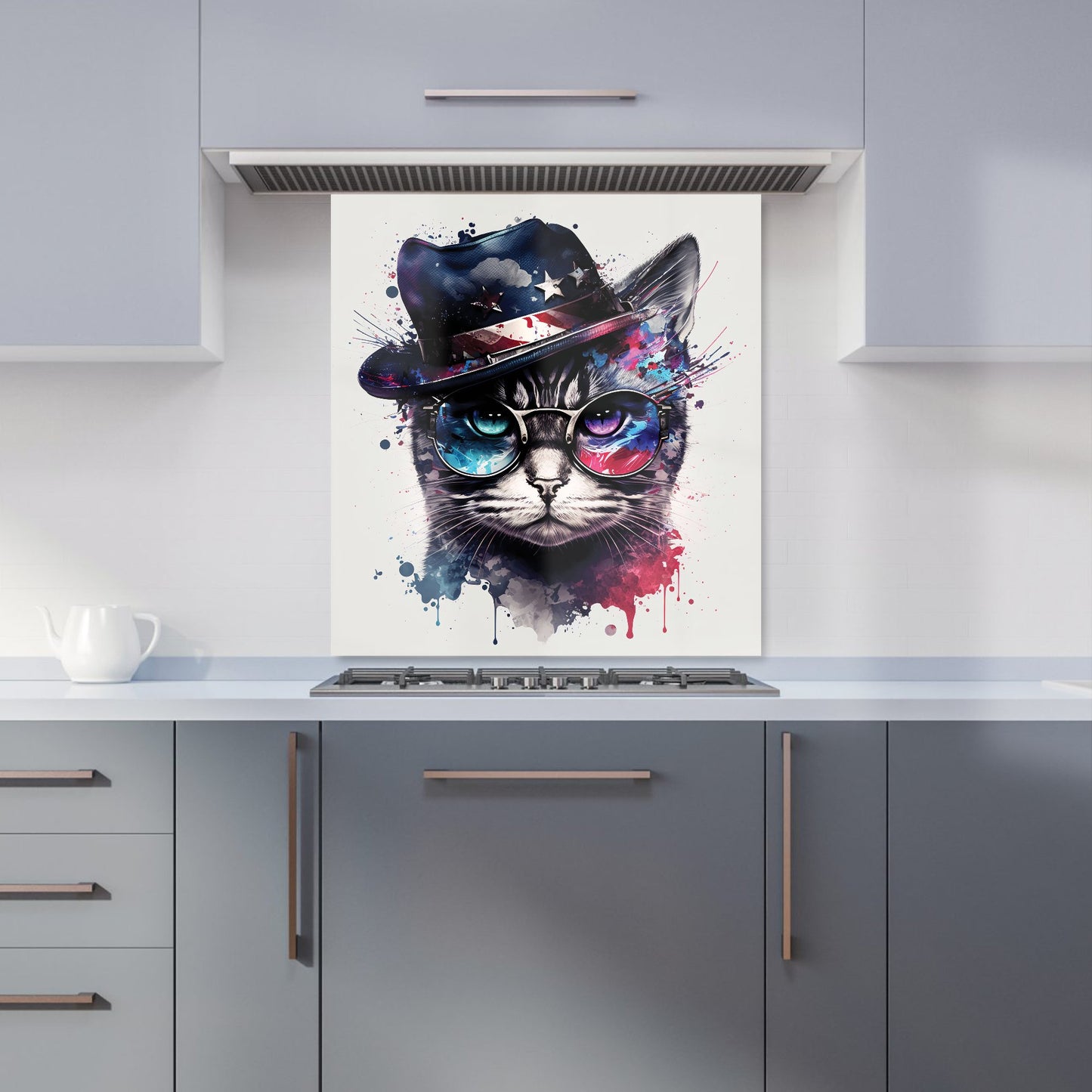 American Shorthair Cat Face Splashart Kitchen Splashback