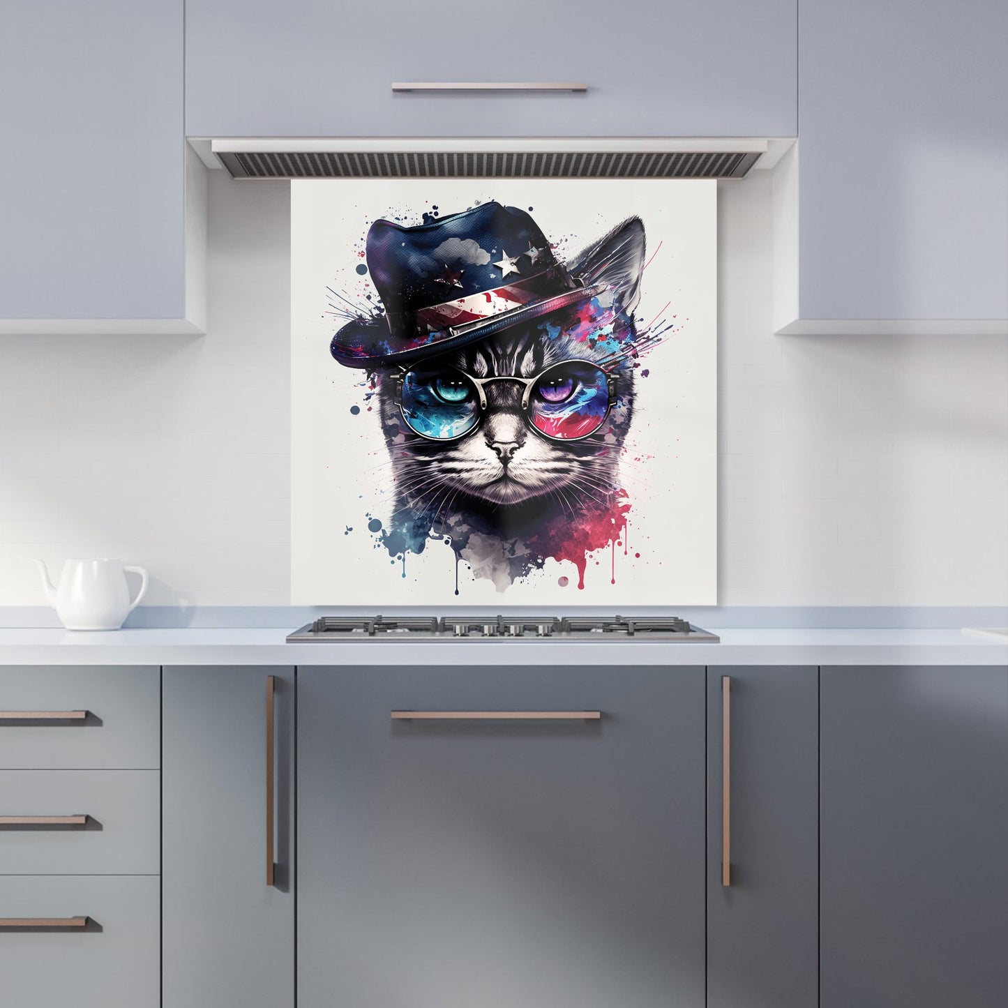 American Shorthair Cat Face Splashart Kitchen Splashback
