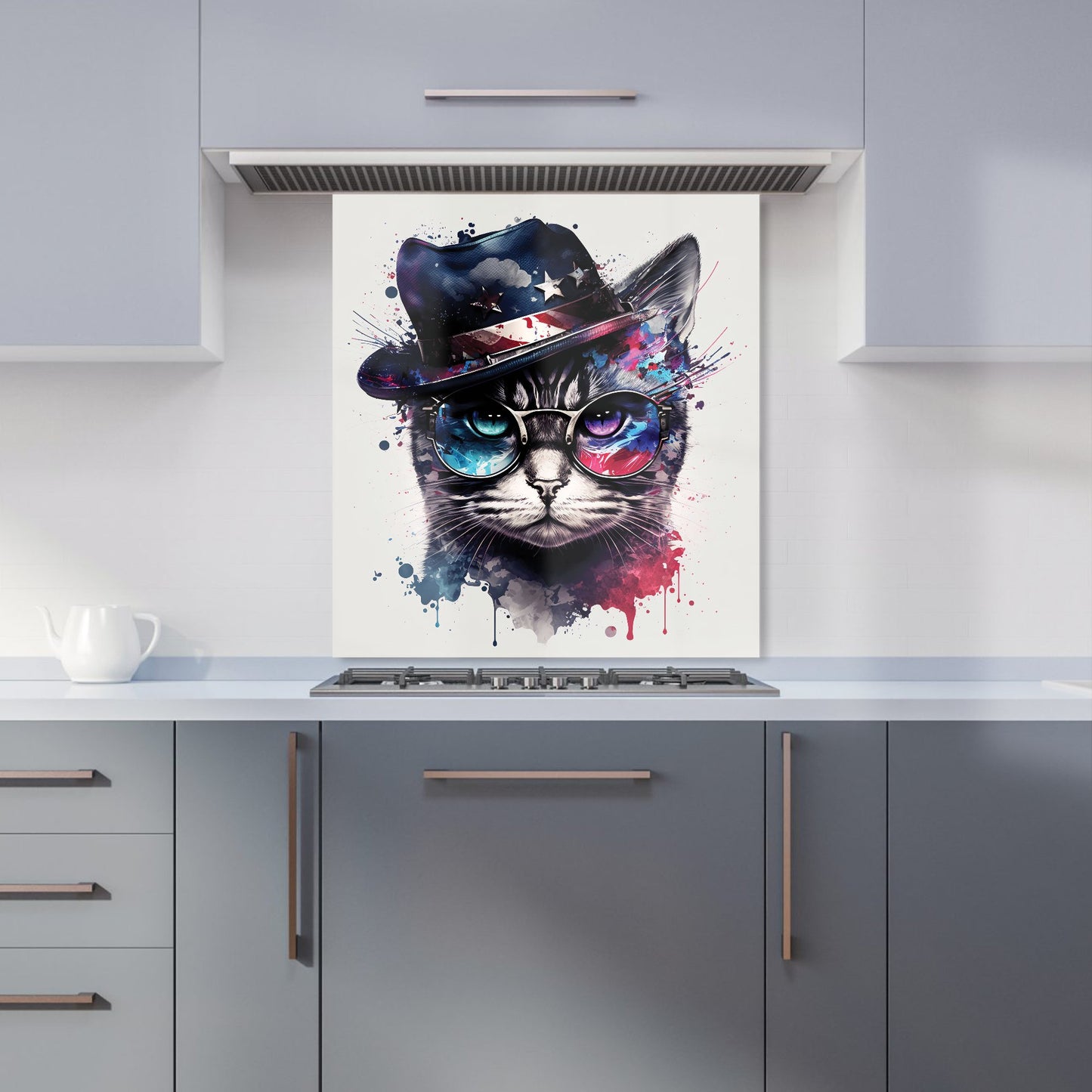 American Shorthair Cat Face Splashart Kitchen Splashback