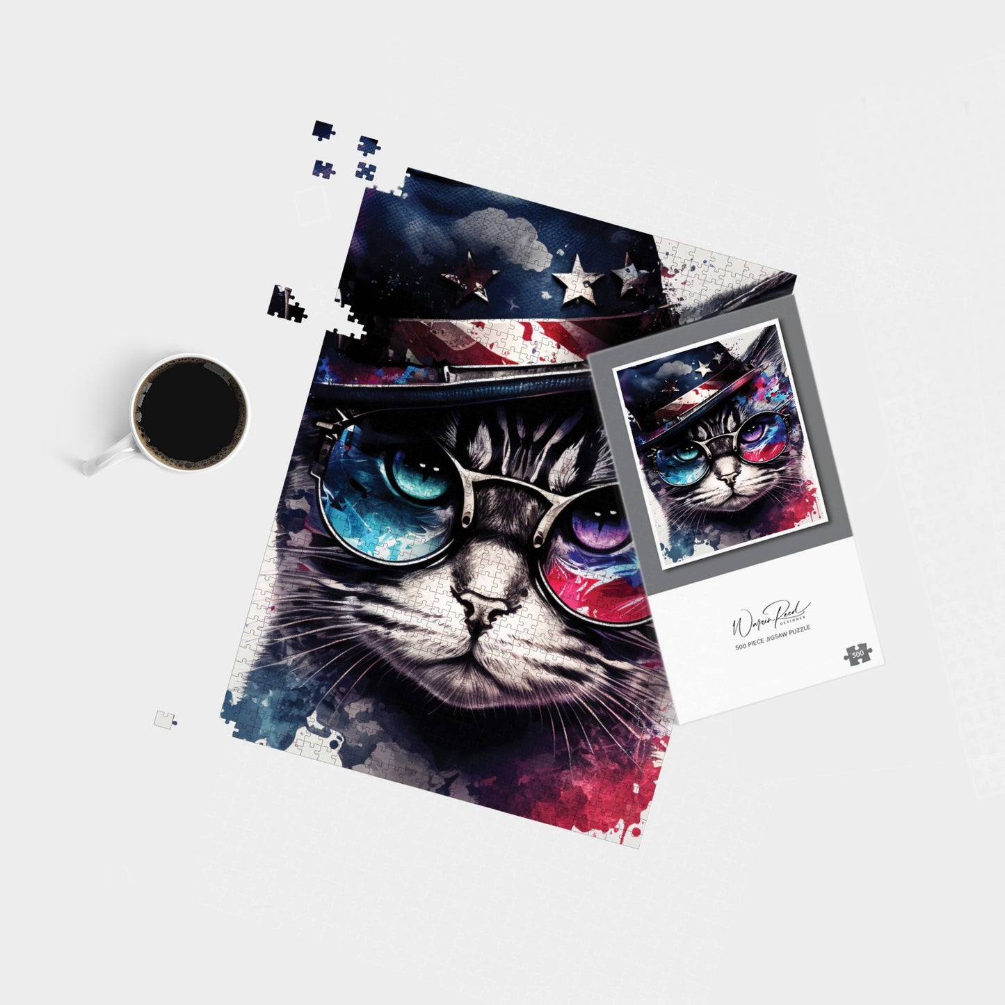 American Shorthair Cat Face Splashart Jigsaw Puzzle