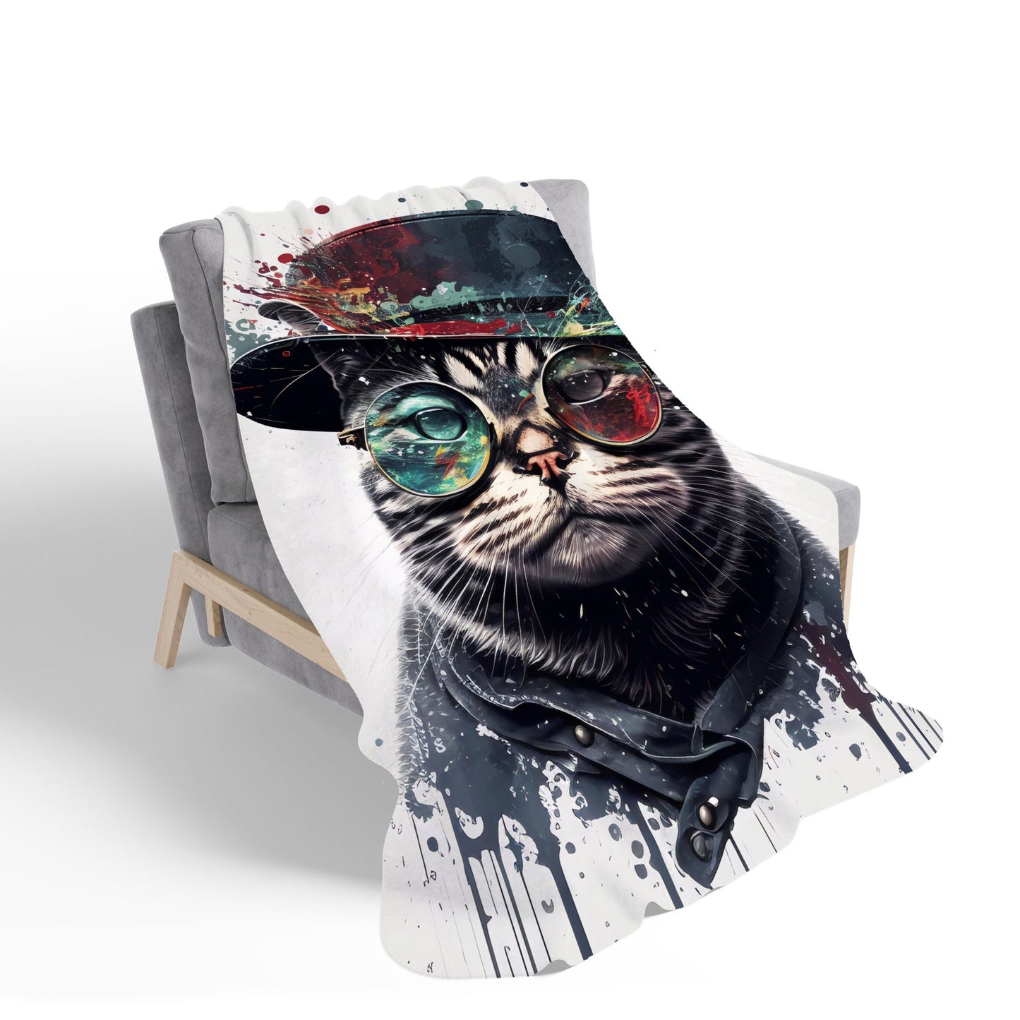 American Shorthair Cat Splashart Sherpa Blanket