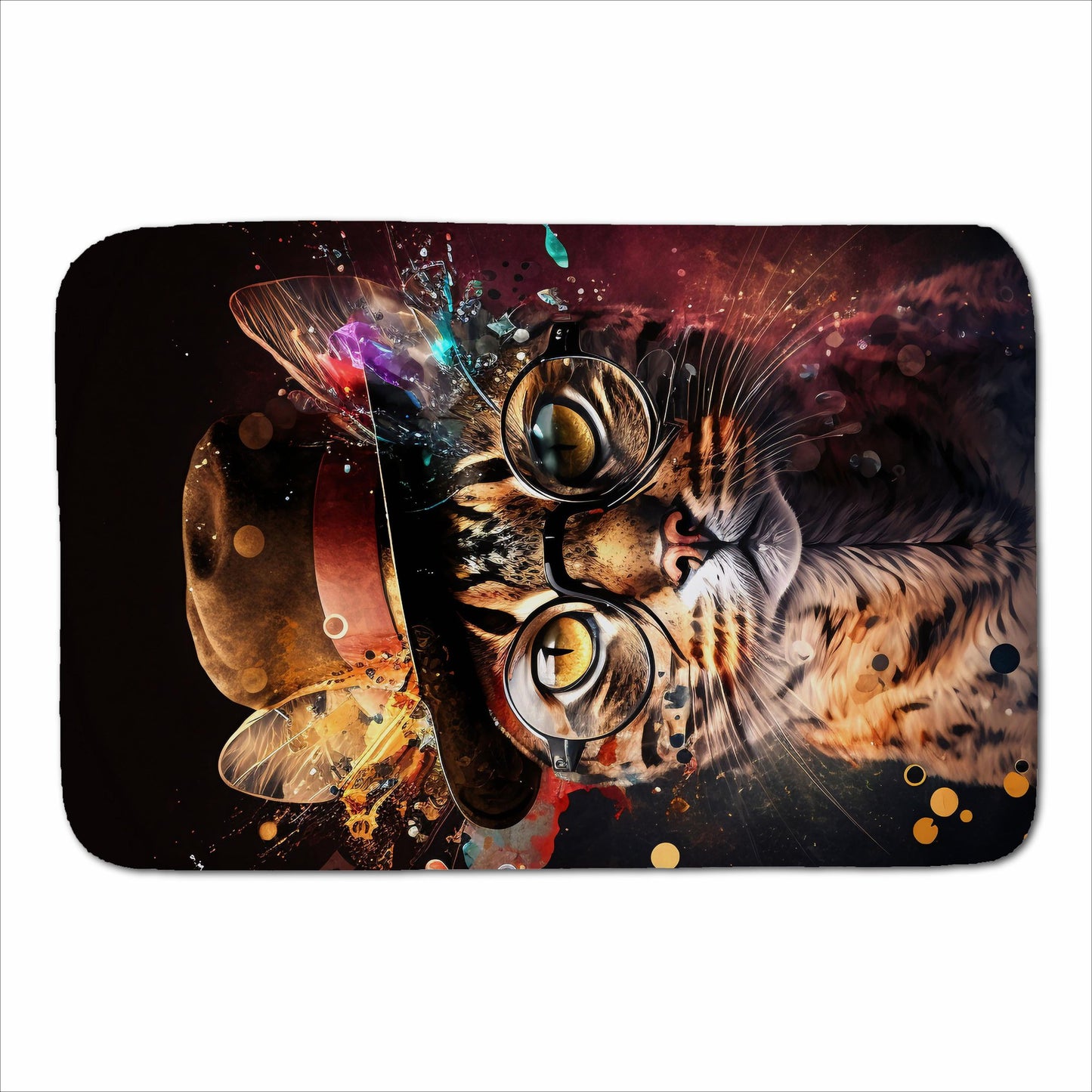 Bengal Cat With Glasses Splashart Sherpa Blanket