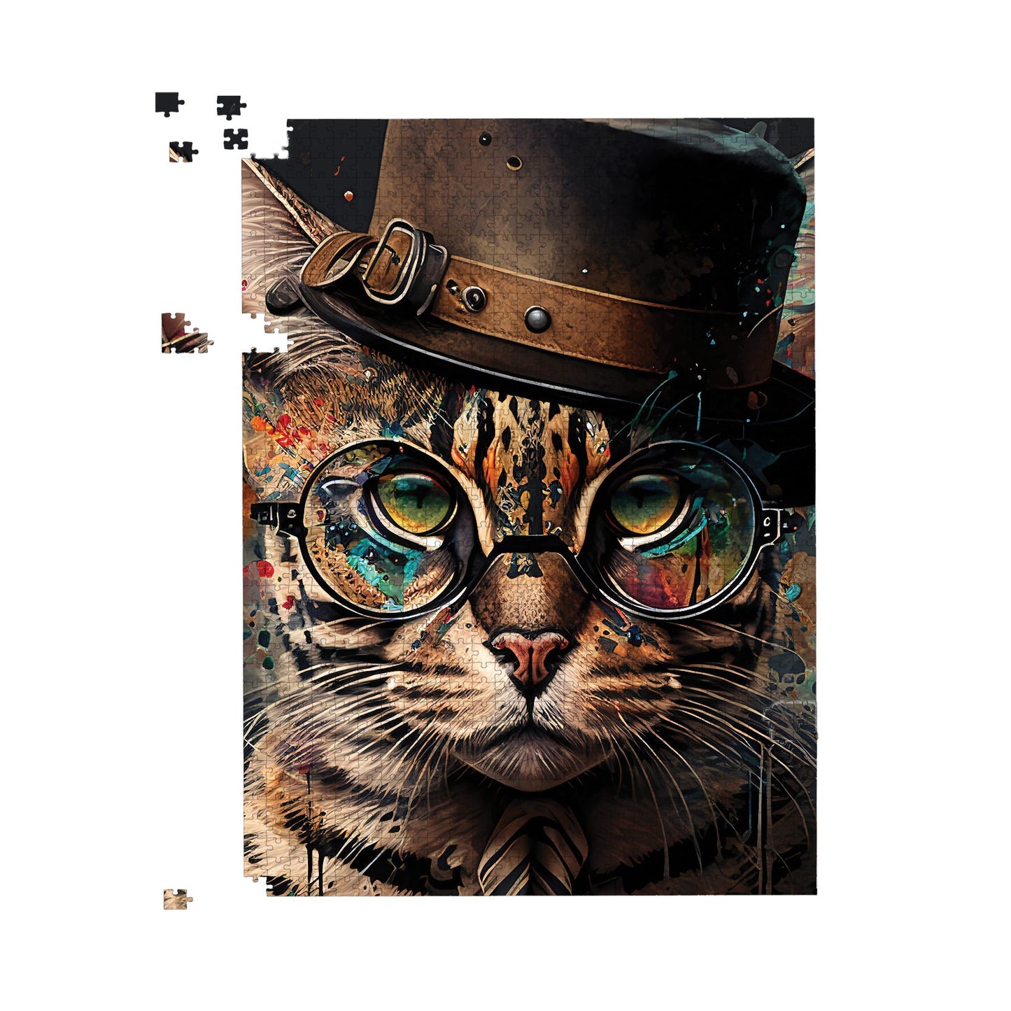 Bengal Cat With Glasses Jigsaw Puzzle