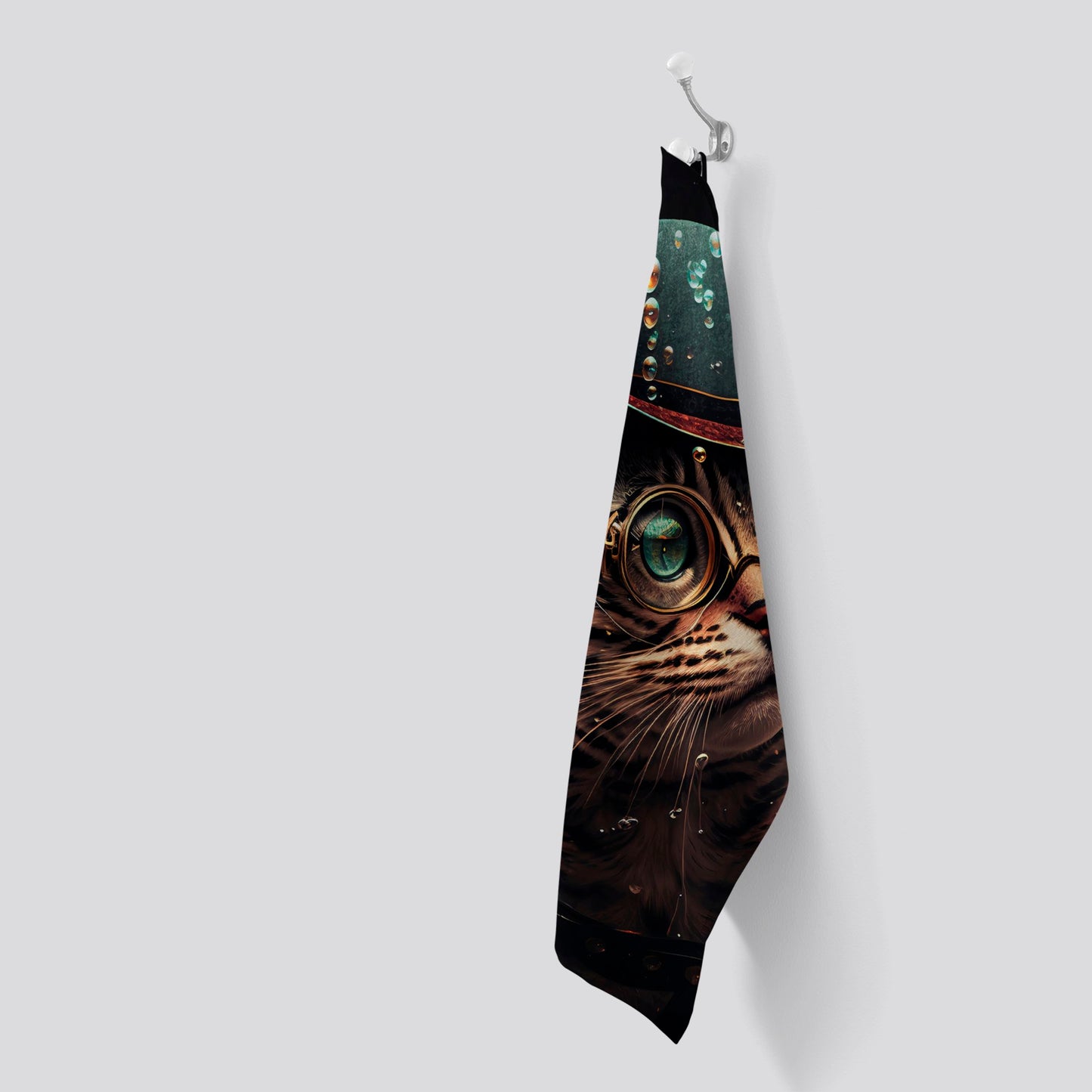 Bengal Cat Face Glasses And Hat Splashart Tea Towel