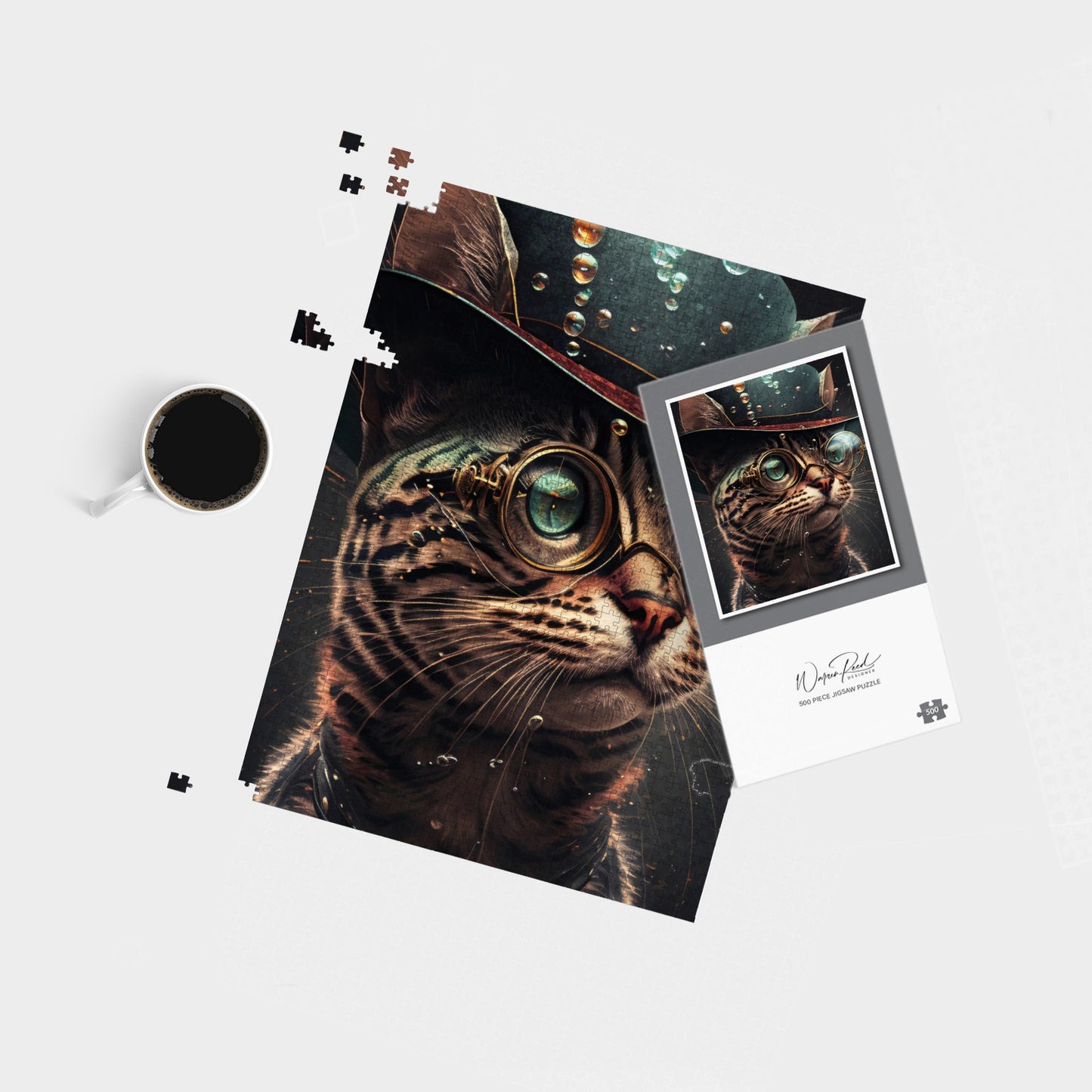 Bengal Cat Face Glasses Splashart Jigsaw Puzzle