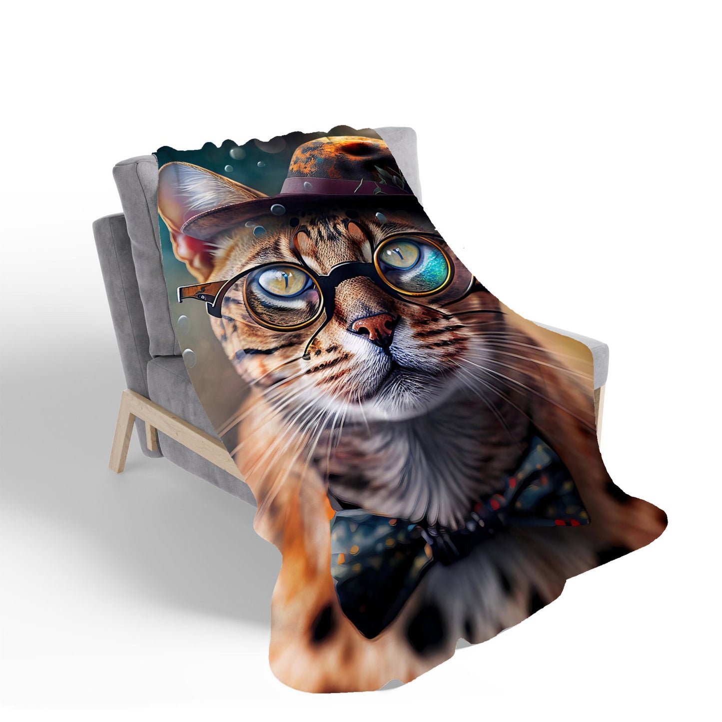 Bengal Cat Face With Splashart Sherpa Blanket