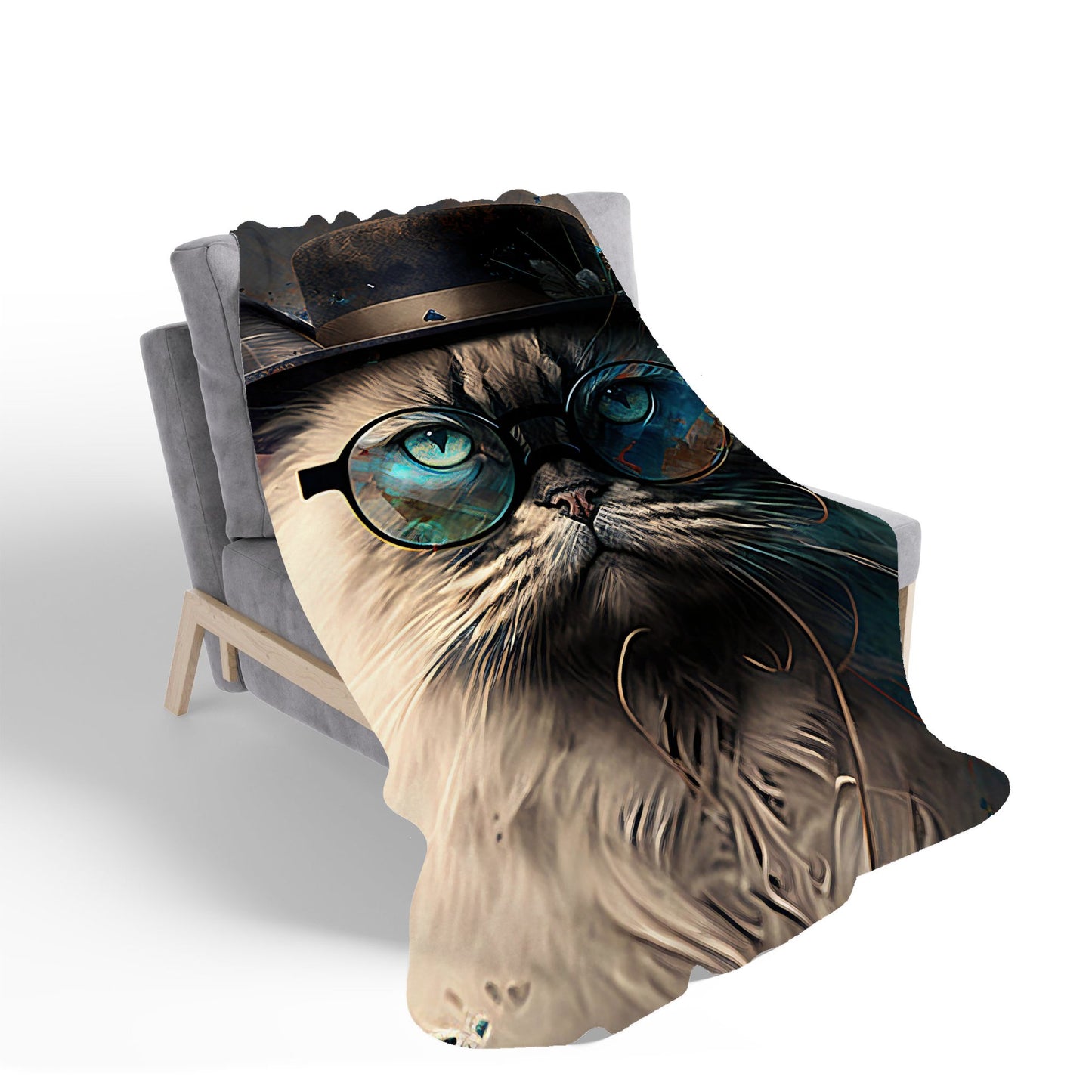 Birman Cat Face Splashart Sherpa Blanket