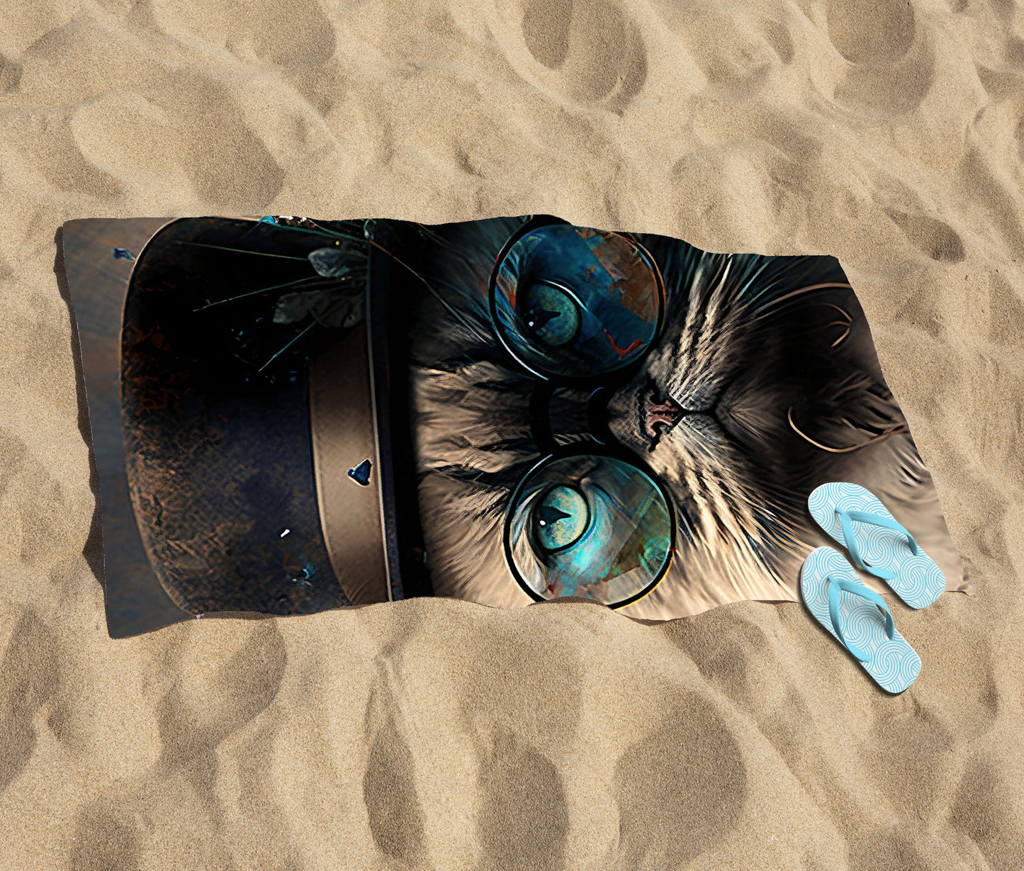 Birman Cat Face Splashart Beach Towel