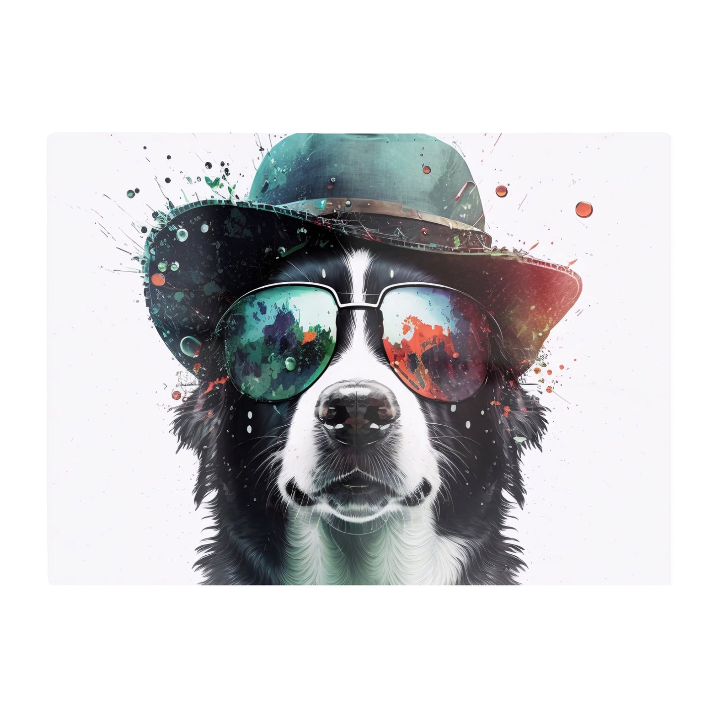 Border Collie Dog Face Splashart Chopping Board
