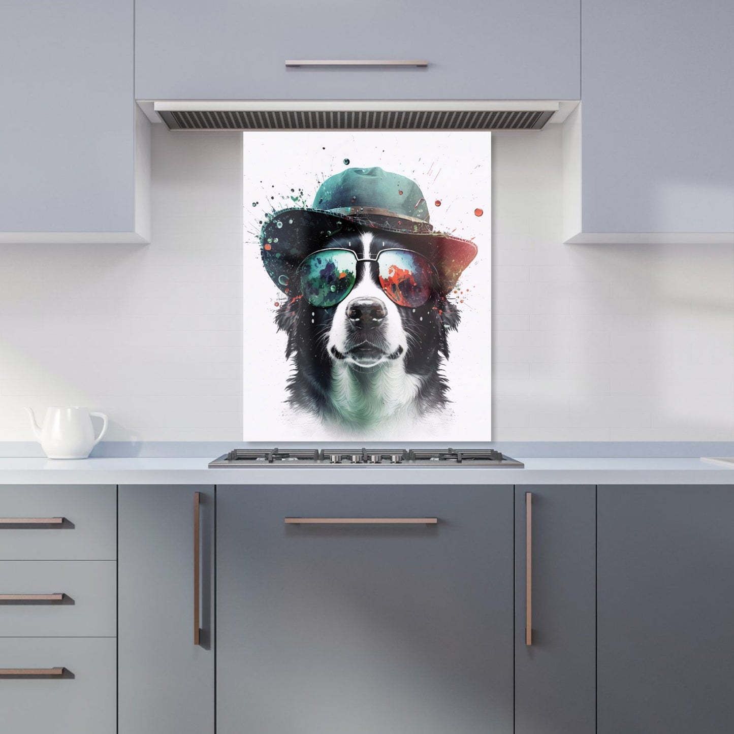 Border Collie Dog Face Splashart Kitchen Splashback