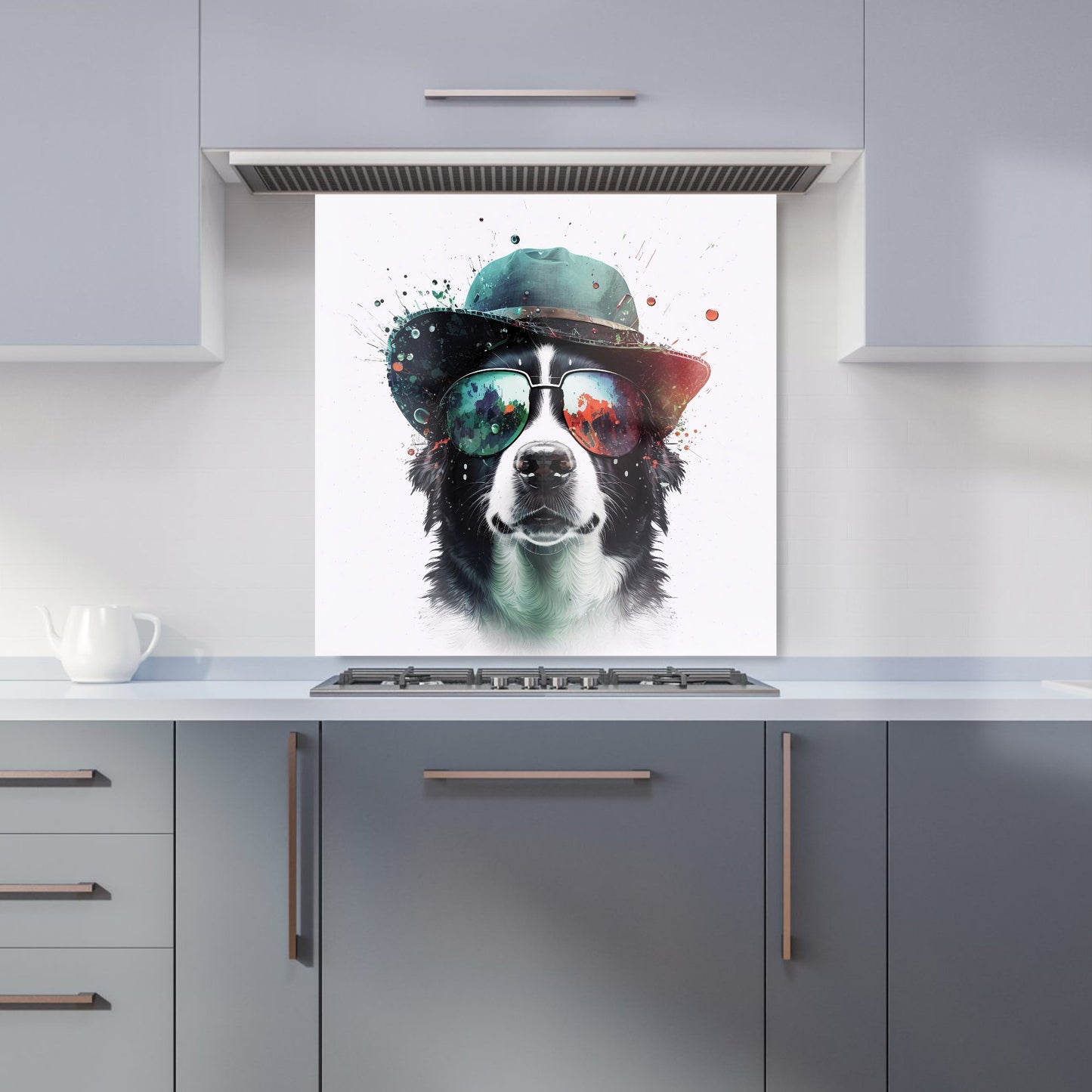 Border Collie Dog Face Splashart Kitchen Splashback