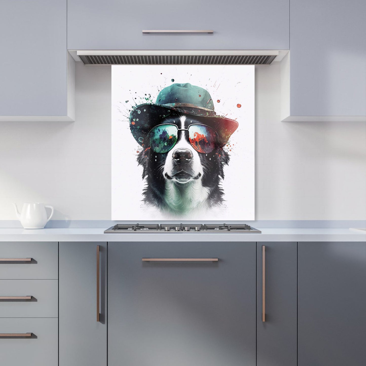 Border Collie Dog Face Splashart Kitchen Splashback