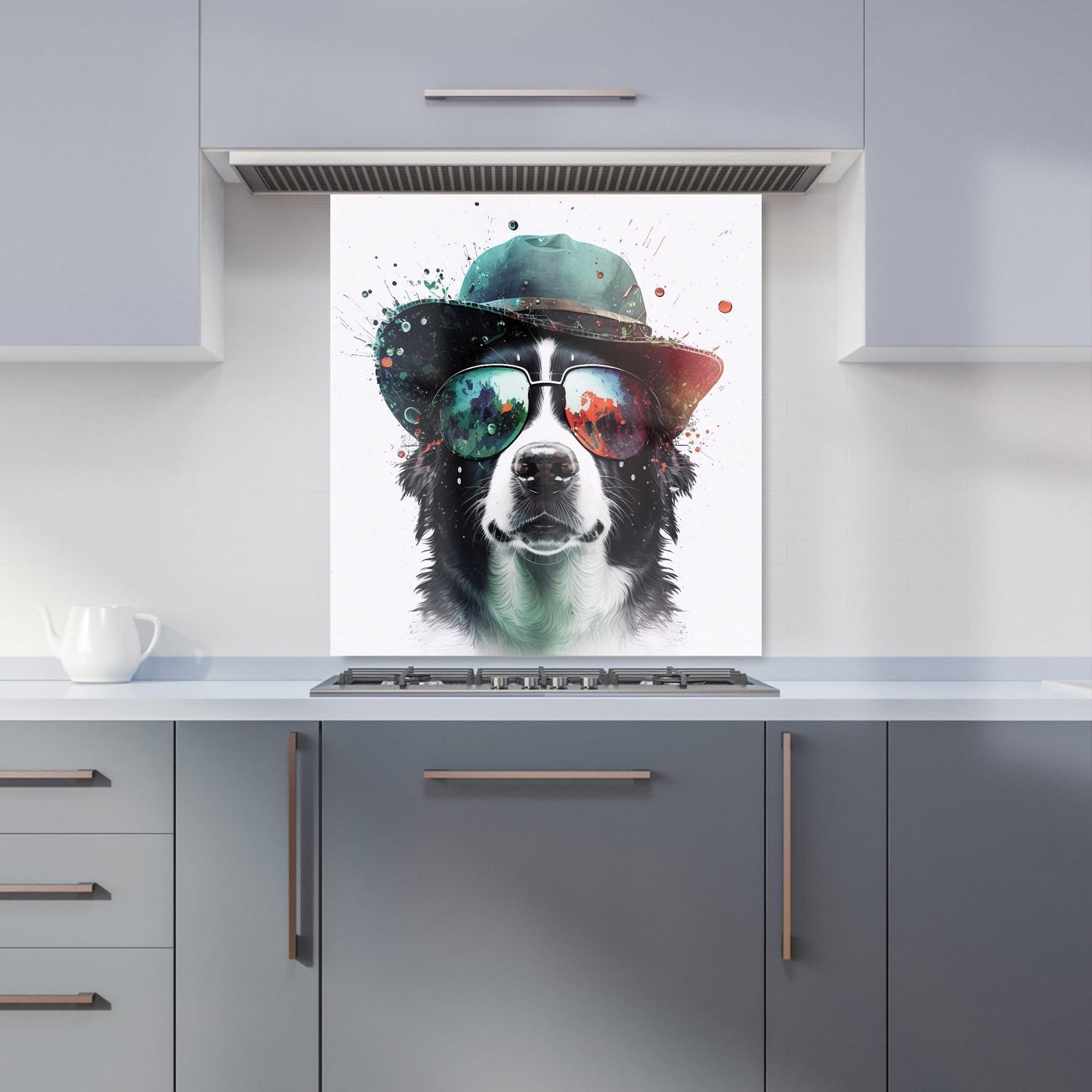 Border Collie Dog Face Splashart Kitchen Splashback