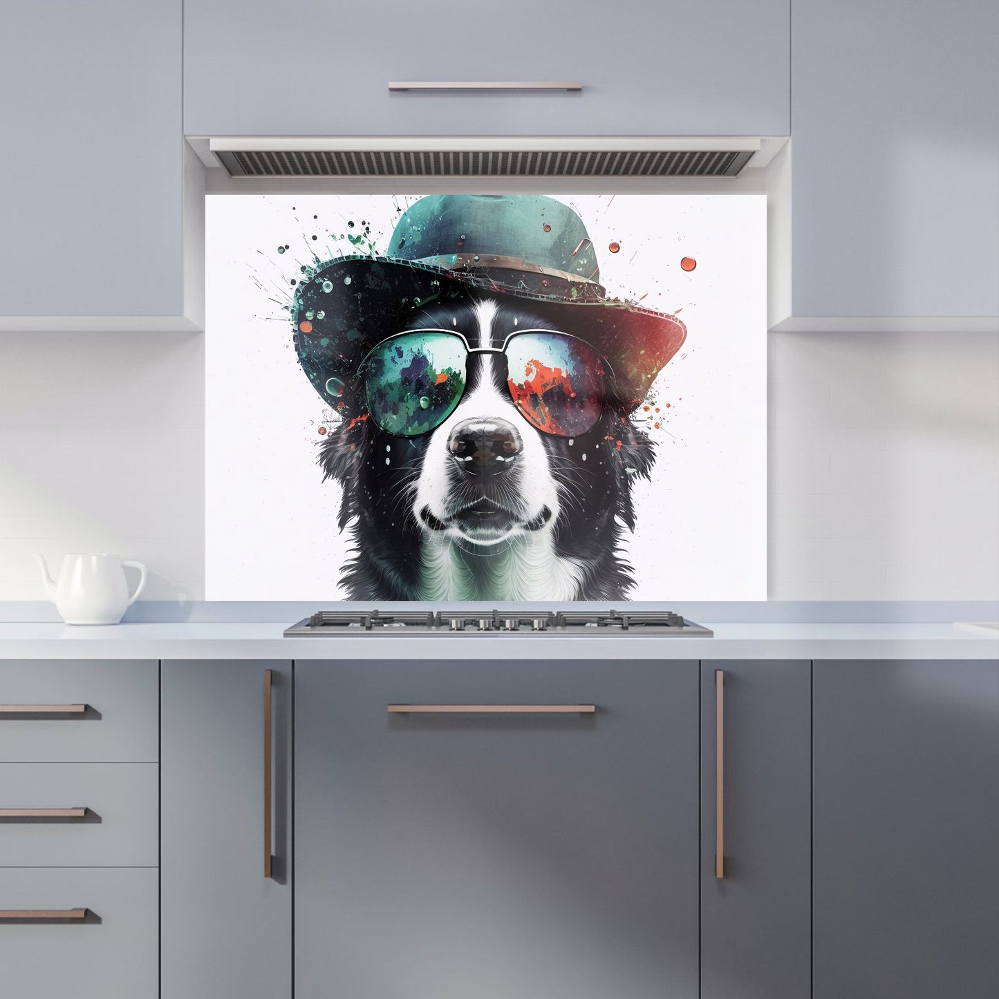 Border Collie Dog Face Splashart Kitchen Splashback