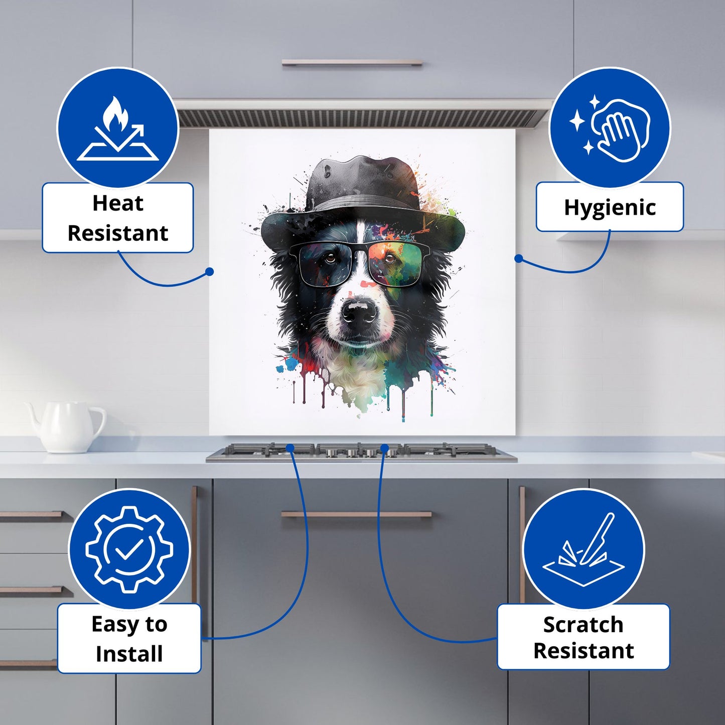 Border Collie Dog Splashart Kitchen Splashback