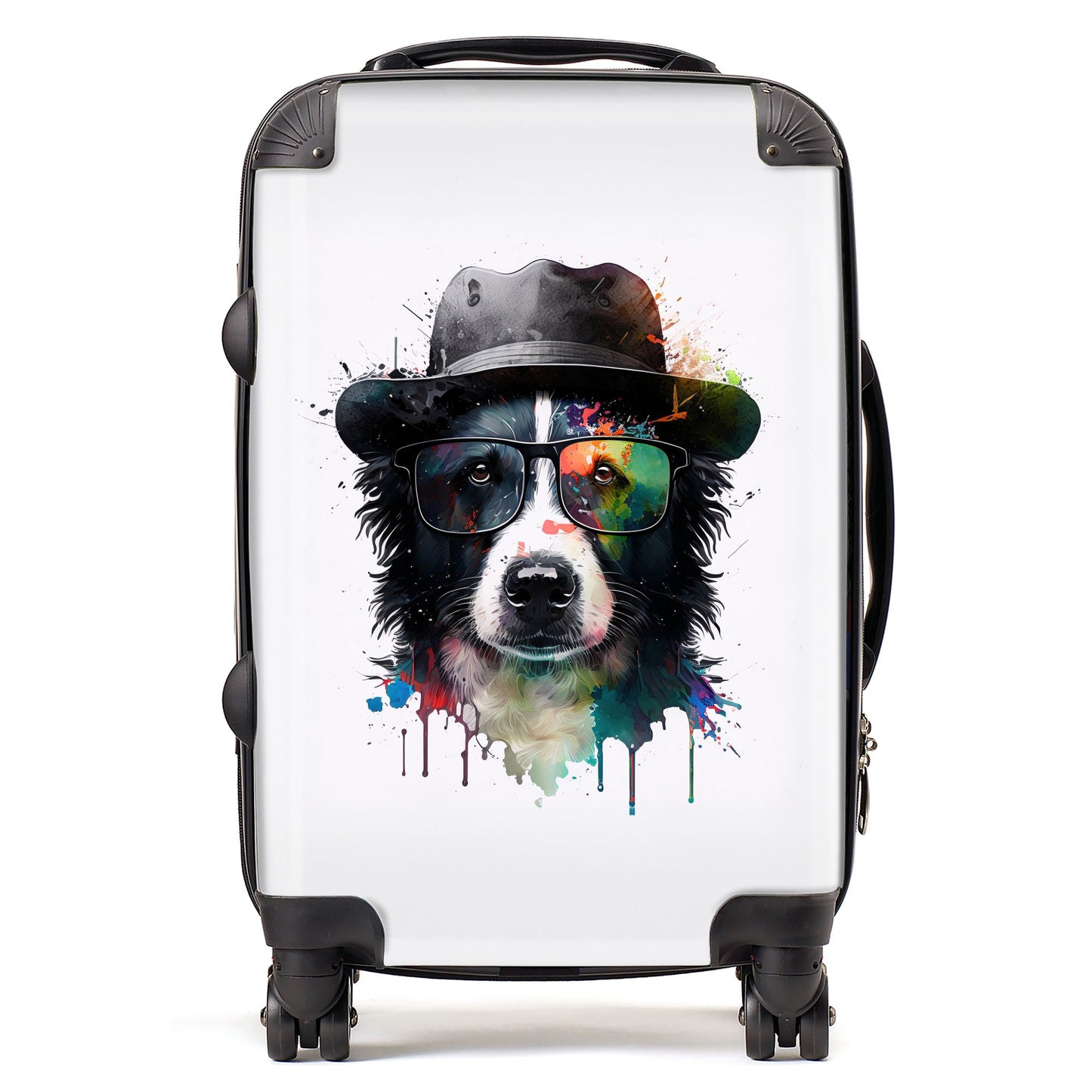 Border Collie Dog Splashart Suitcase