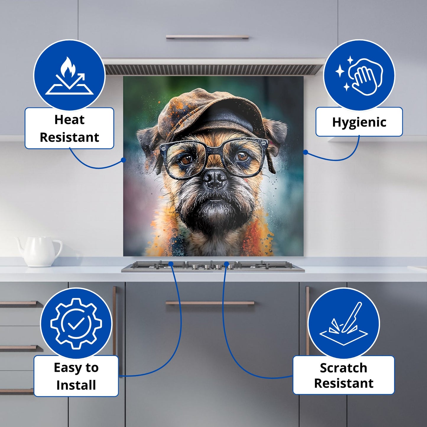 Border Terrier Dog Splashart Kitchen Splashback
