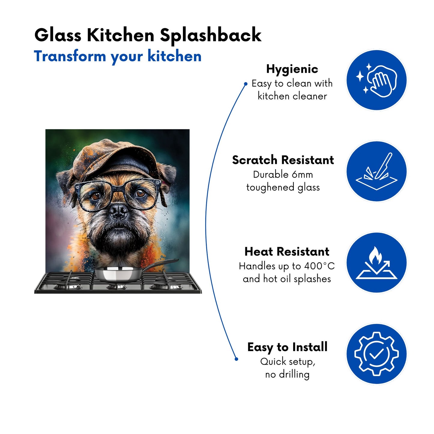 Border Terrier Dog Splashart Kitchen Splashback