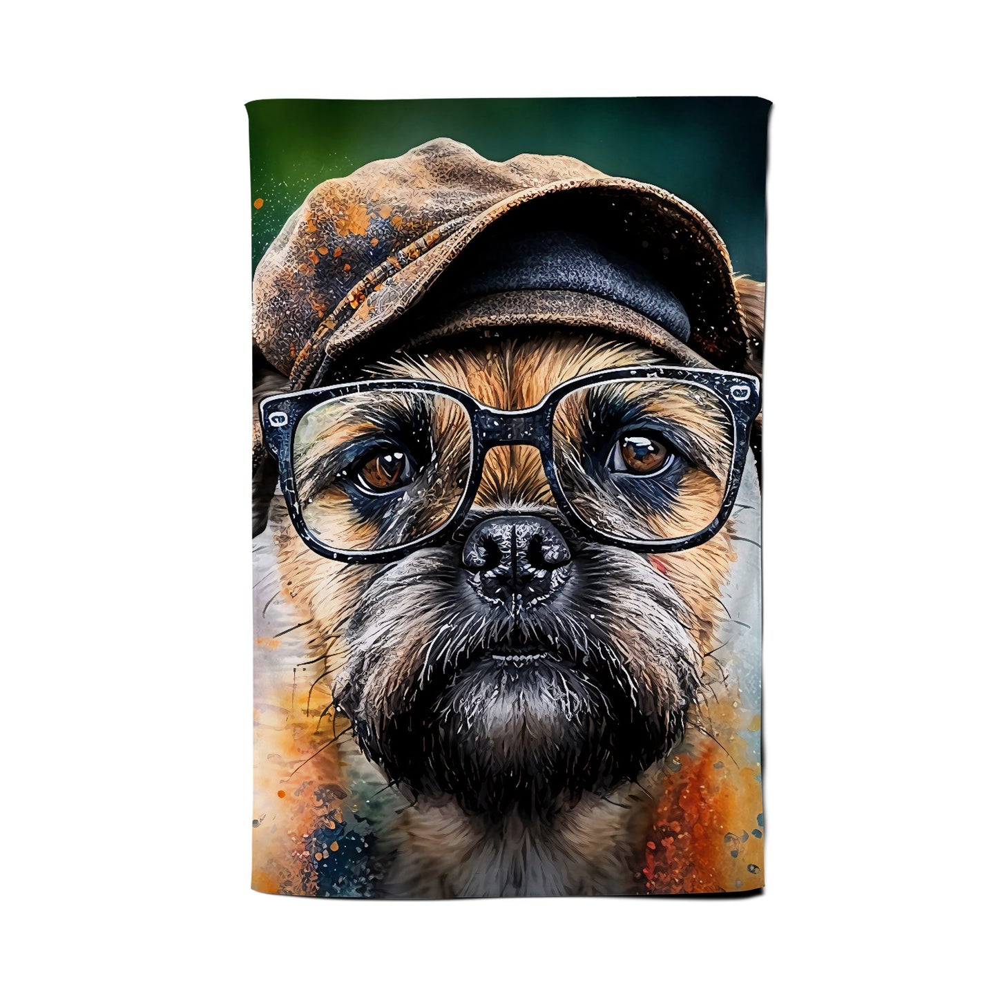 Border Terrier Dog Splashart Tea Towel