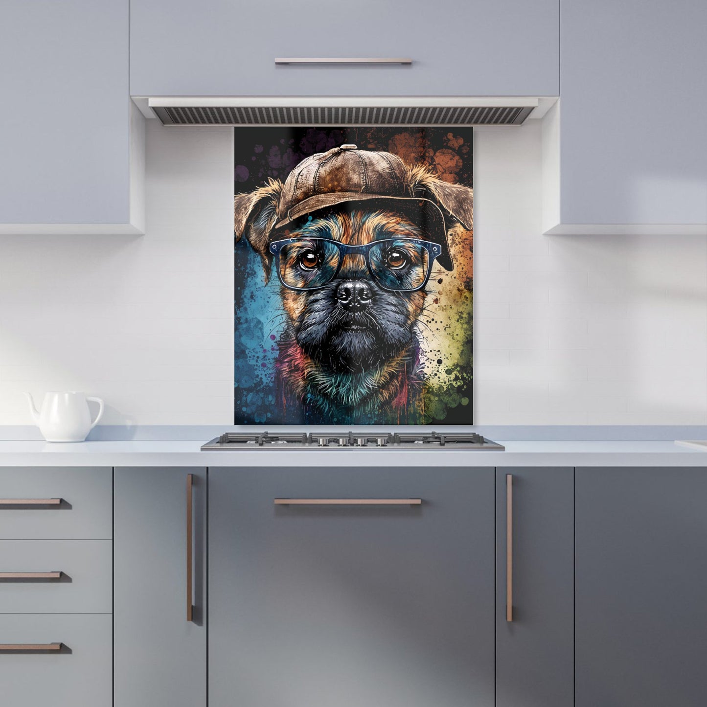 Border Terrier Dog Face Splashart Kitchen Splashback